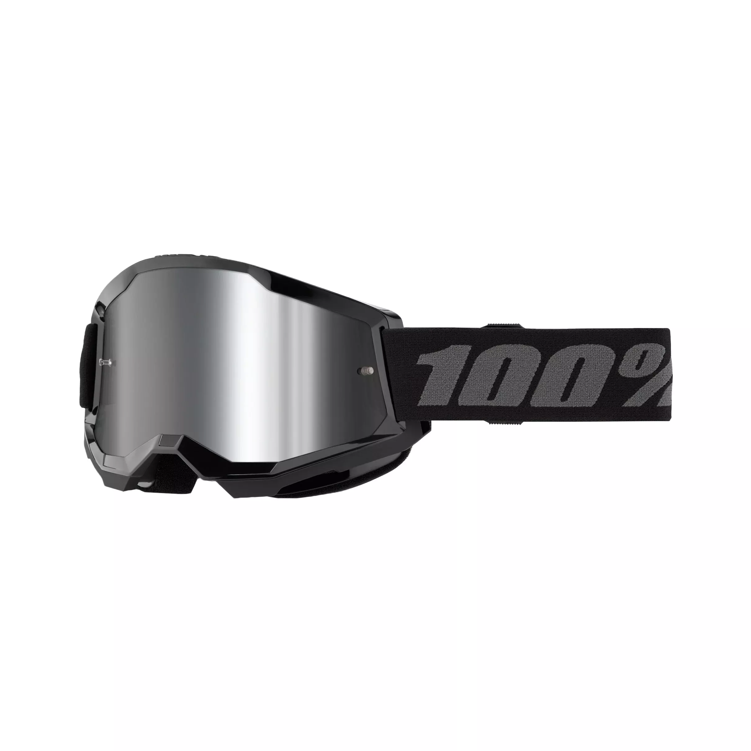 100-PERCENT STRATA 2 JUNIOR GOGGLE BLACK MIRROR SILVER LENS - 610-5257