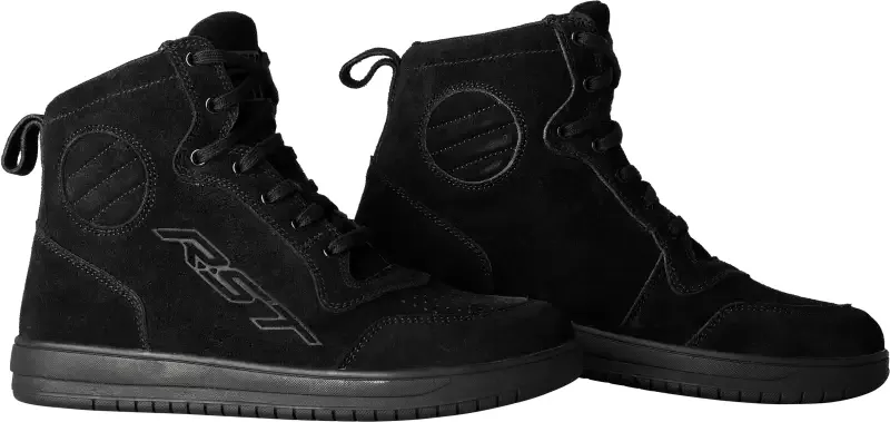 103062BLK-41 Rst Ladies Hitop Moto Sneaker Ce Black Suede Sz 8