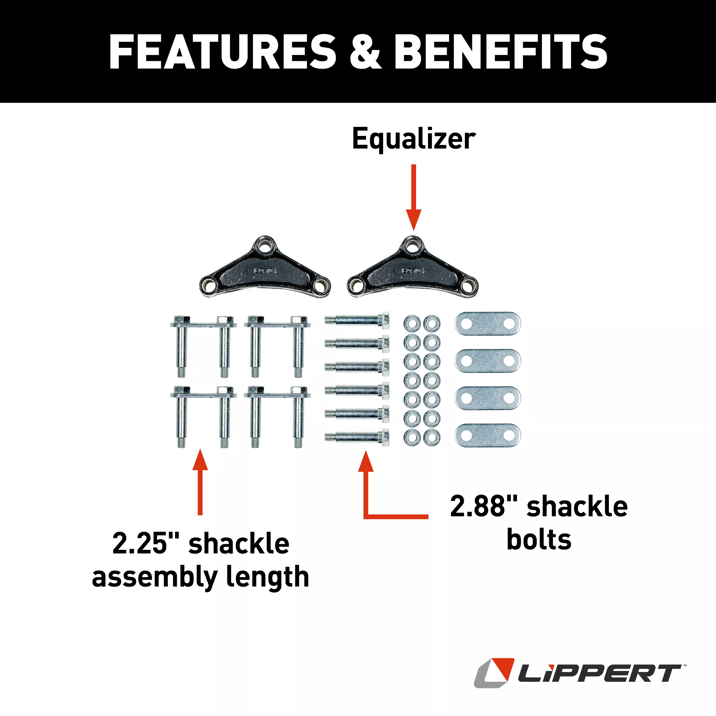 121097 - Trailer Axle Double-Eye Suspension Kit - 2,200-8,000-lb. Tandem Axles, 33" Axle Spacing