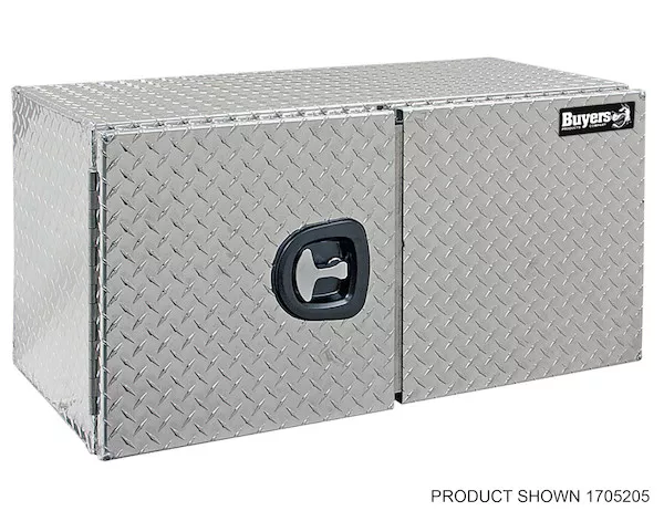 1705205 - 18x18x36 Inch Diamond Tread Aluminum Underbody Truck Box - Double Barn Door, 3-Point Compression Latch