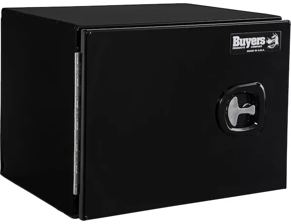 1705800 - 18x18x24 Inch Black Smooth Aluminum Underbody Truck Tool Box - Single Barn Door, Compression Latch