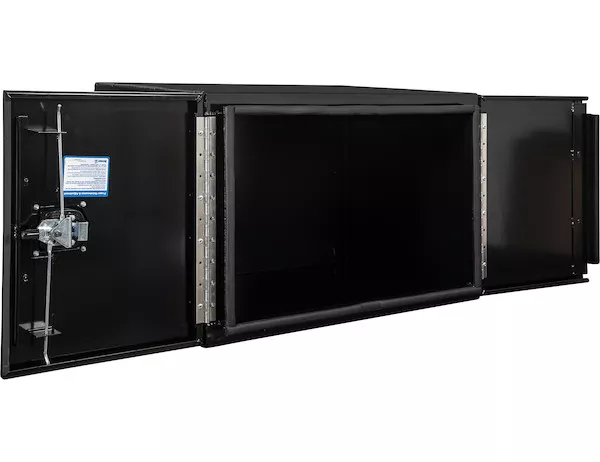 1705810 - 18x18x48 Inch Black Smooth Aluminum Underbody Truck Tool Box - Double Barn Door, 3-Point Compression Latch