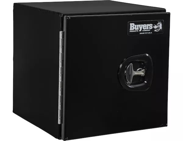 1705825 - 24x24x24 Inch Black Smooth Aluminum Underbody Truck Tool Box - Single Barn Door, Compression Latch