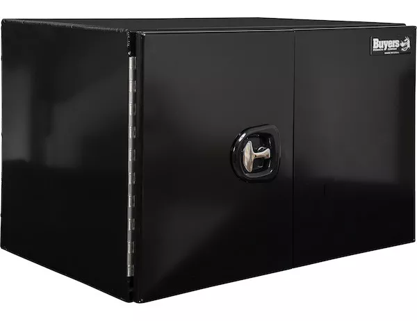 1705840 - 24x24x48 Inch Black Smooth Aluminum Underbody Truck Tool Box - Double Barn Door, 3-Point Compression Latch