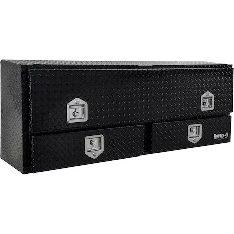 1725651 - 21x13x88 Inch Gloss Black Diamond Tread Aluminum Pick-Up Truck Contractor With Lower Drawers Topsider