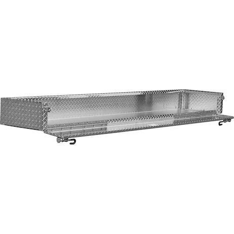 1744196 - 9.5x18x96 Heavy-Duty Diamond Tread Aluminum Open-Top Cargo Basket With Drop Door