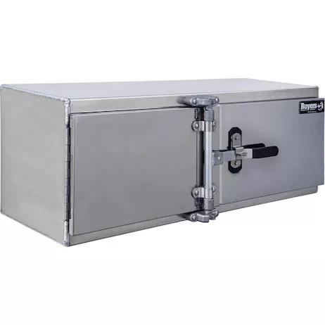 1763106 - 18x18x60 Inch Smooth Aluminum Barn Door Underbody Truck Tool Box Series with Stainless Steel Doors - Double Barn Door, Cam Lock Hardware