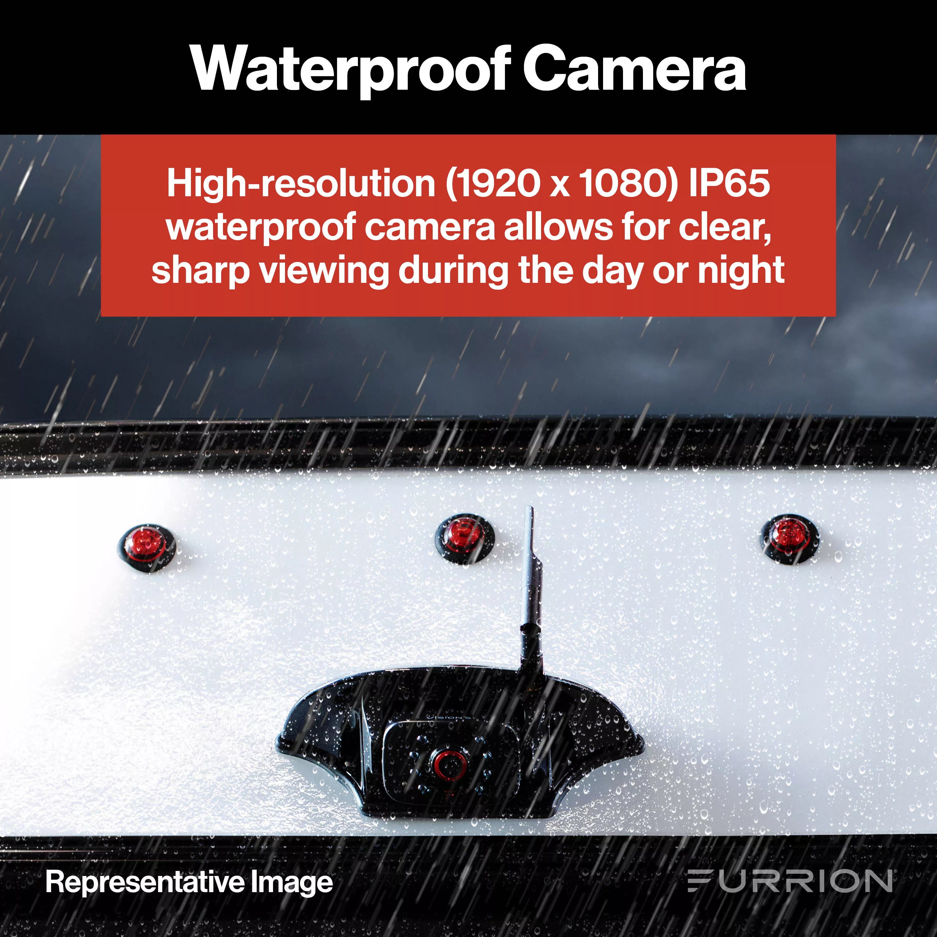 2021124366 - Vision S+ RV Observation System - 7" Monitor, Side Cameras with LED Marker Lights, Sharkfin Camera, Rear Camera with LED Marker Light #FOS7HTAPM