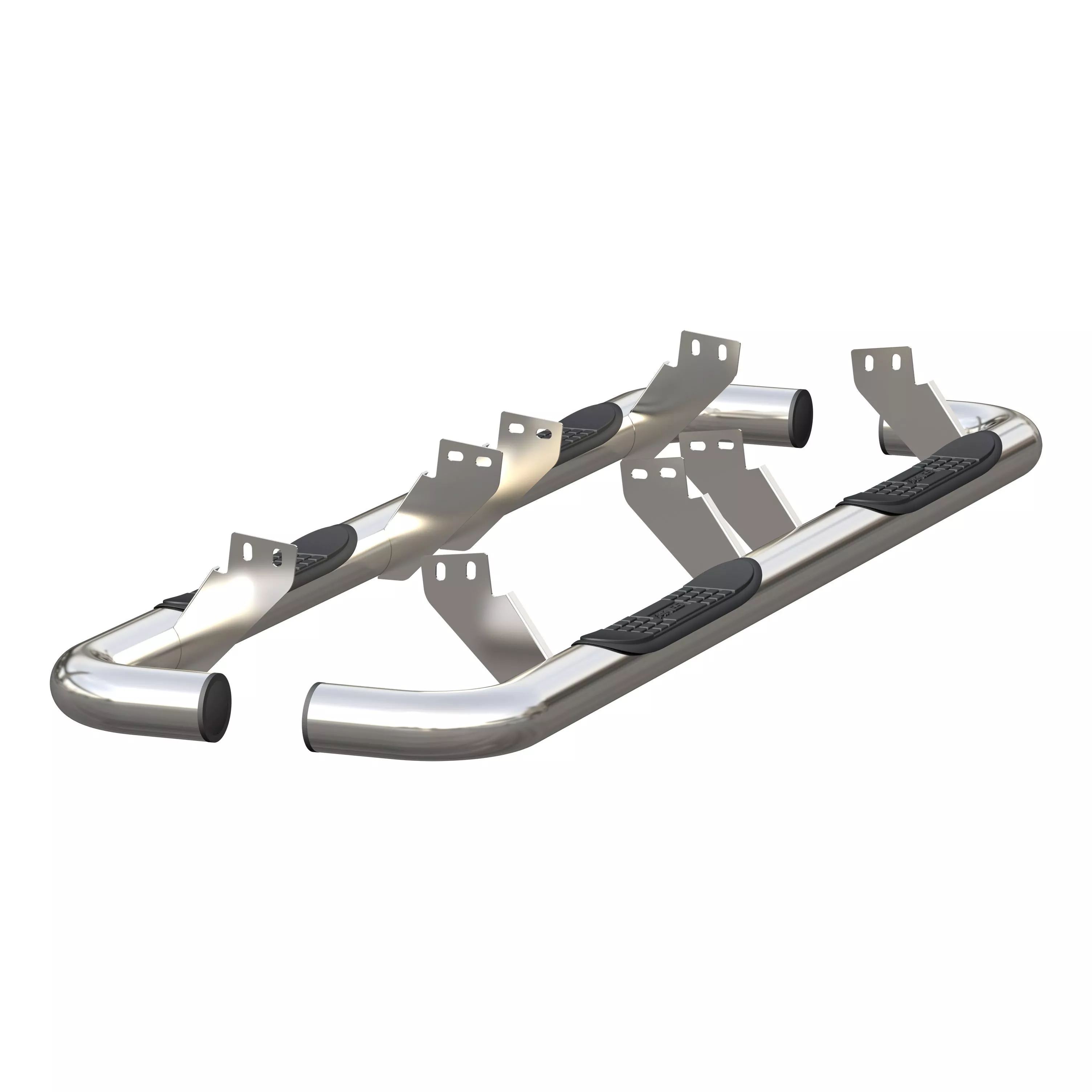 204075-2 - 3-Inch Round Polished Stainless Steel Nerf Bars, No-Drill, Fits Select Hummer H2 - 2003-2009 Hummer H2