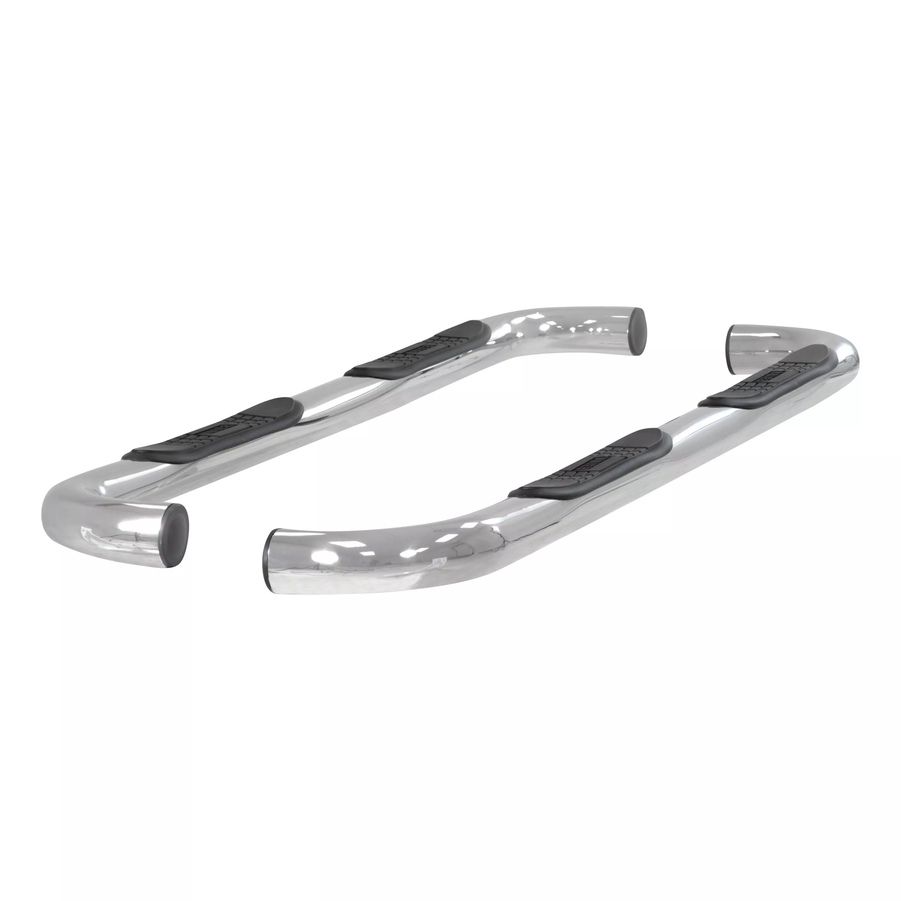 204076-2 - 3-Inch Round Polished Stainless Steel Nerf Bars, No-Drill, Fits Select Hummer H3 - 2006-2010 Hummer H3