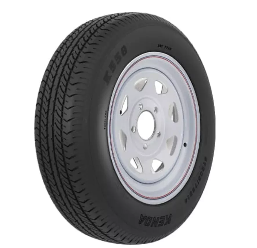 205/75D Tire15 C/5H Trailer Wheel Spoke White Striped