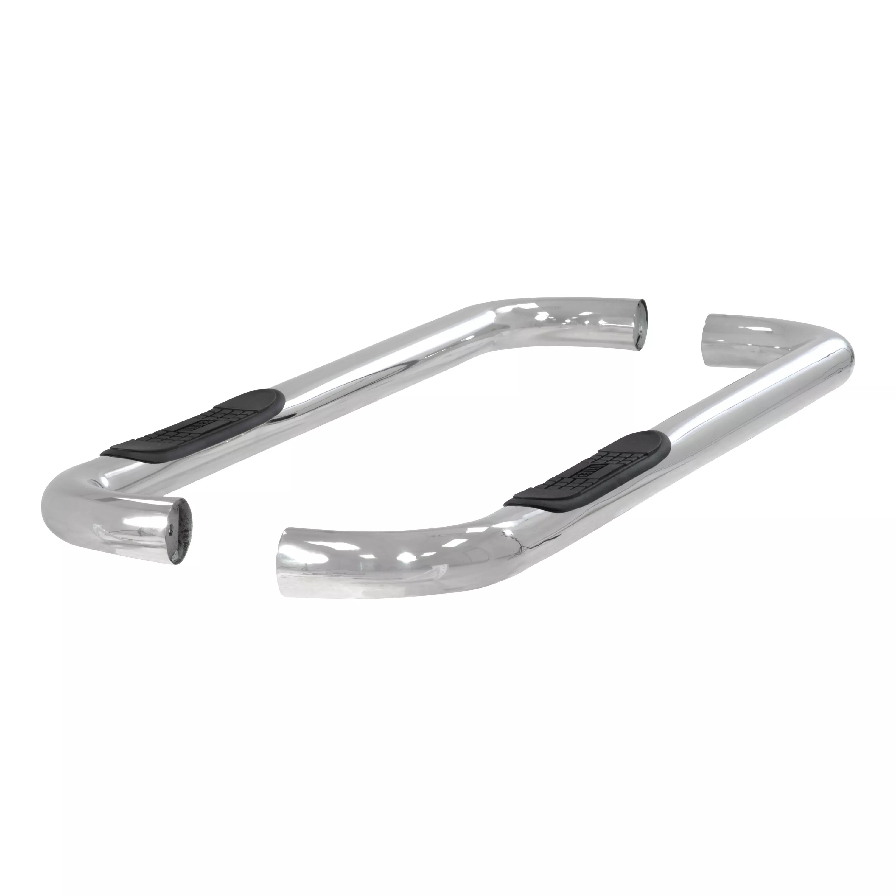 205000-2 - 3-Inch Round Polished Stainless Steel Nerf Bars, No-Drill, Fits Select Dodge Dakota - 1997-2004 Dodge Dakota