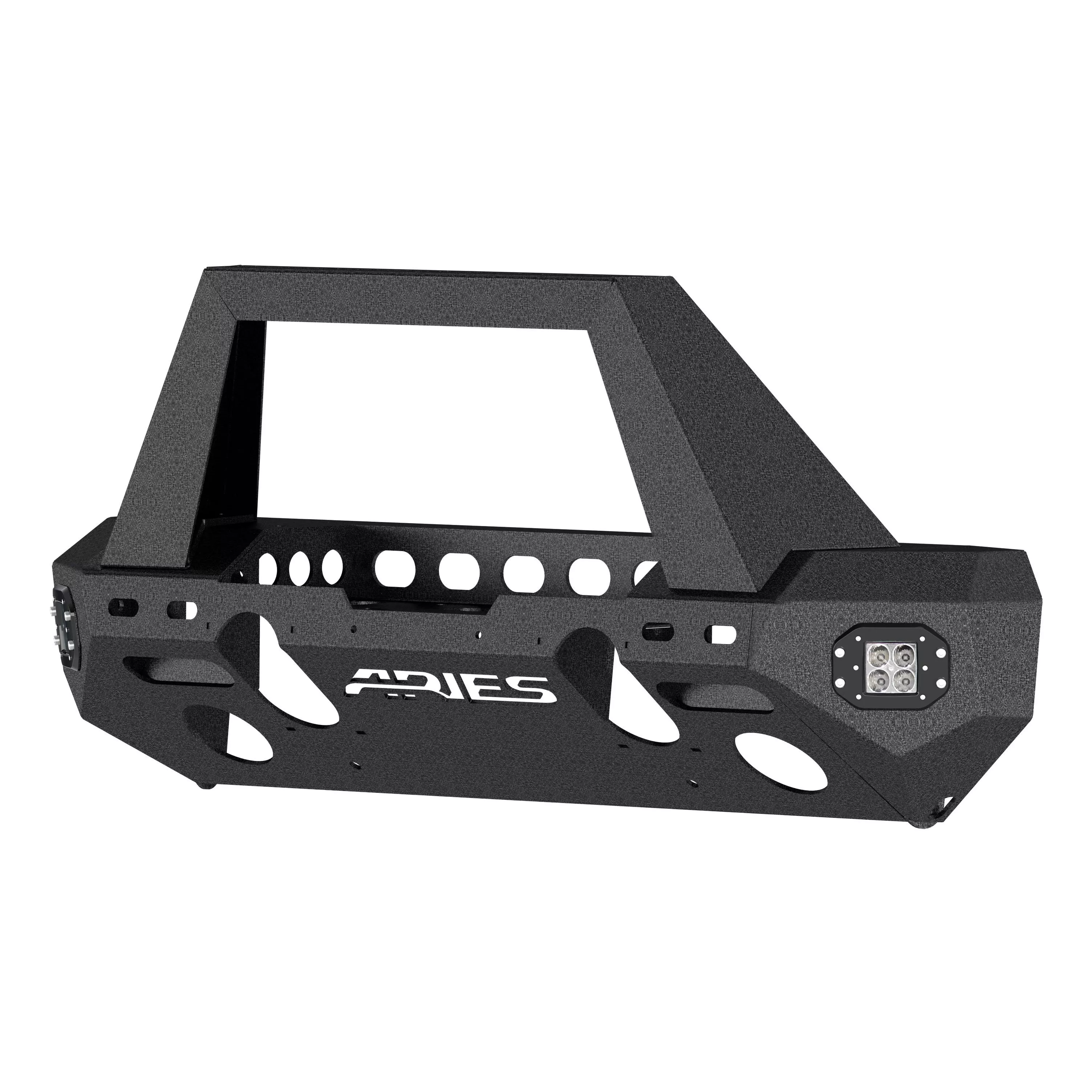2082046 - TrailChaser Black Aluminum Front Bumper with LED Lights and Winch Mount, Select Jeep Wrangler JK