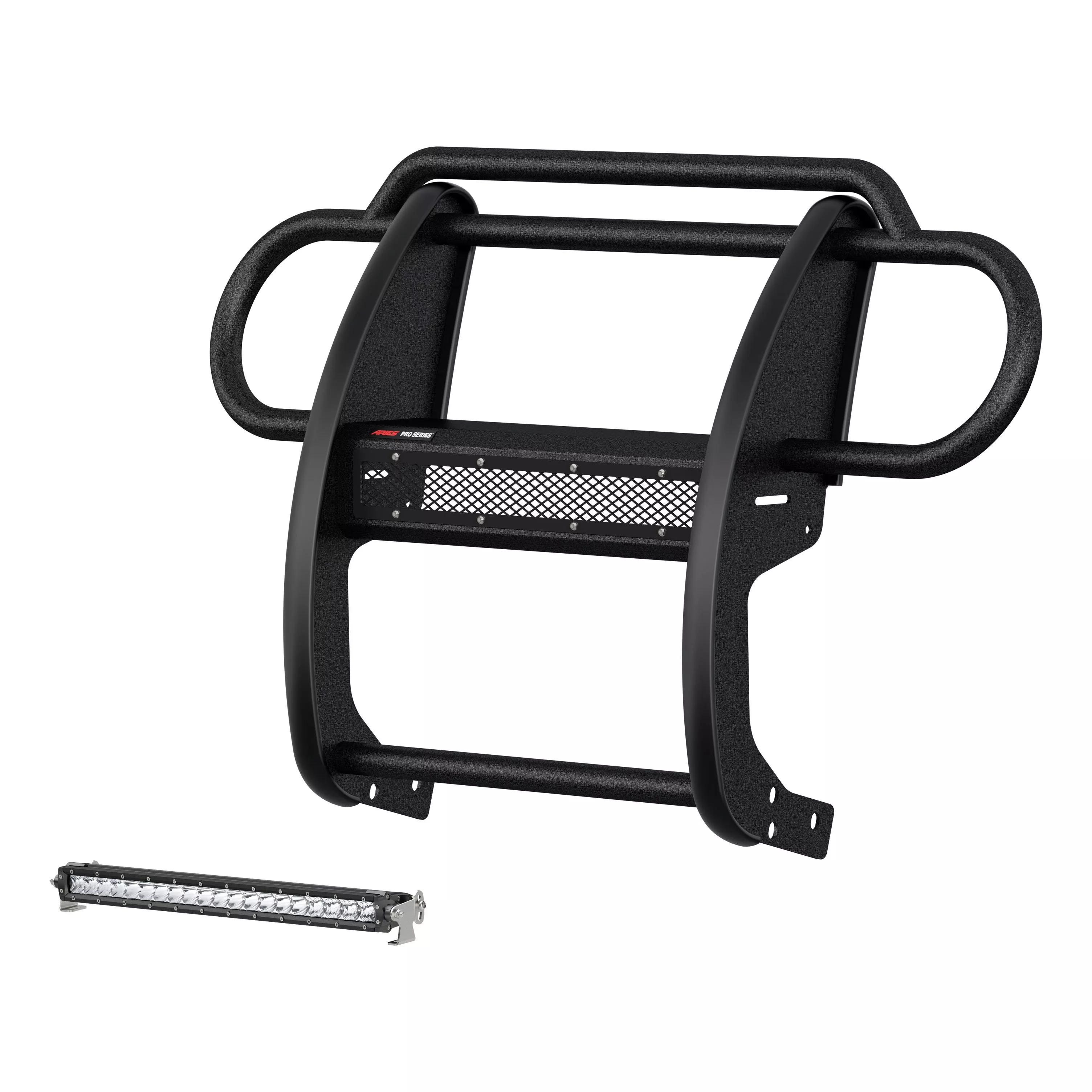 2170032 - Pro Series Black Steel Grille Guard with Light Bar, Select Jeep Wrangler JL, Gladiator - 2020-2026 Jeep Gladiator and more