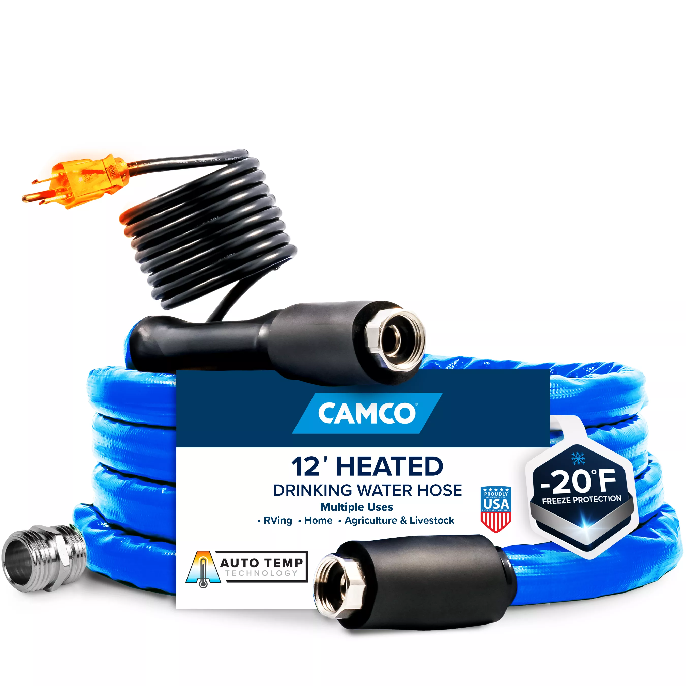 22910 - 12-Foot Heated Water Hose for RV – Water Line Freeze Protection ( )