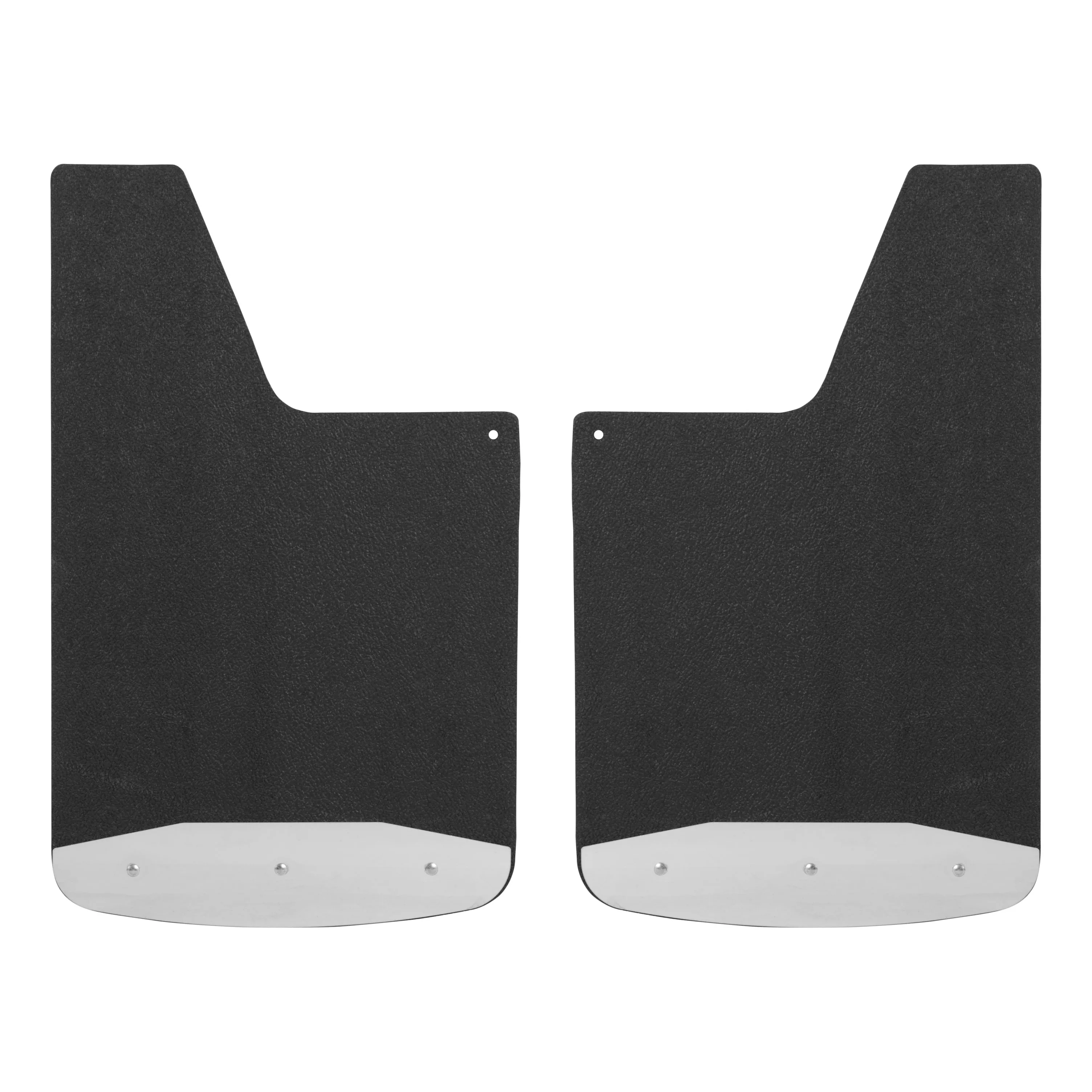 250014 - Universal Front or Rear 14-Inch x 23-Inch Textured Rubber Mud Guards with Stainless Steel Plates, 2 Flaps