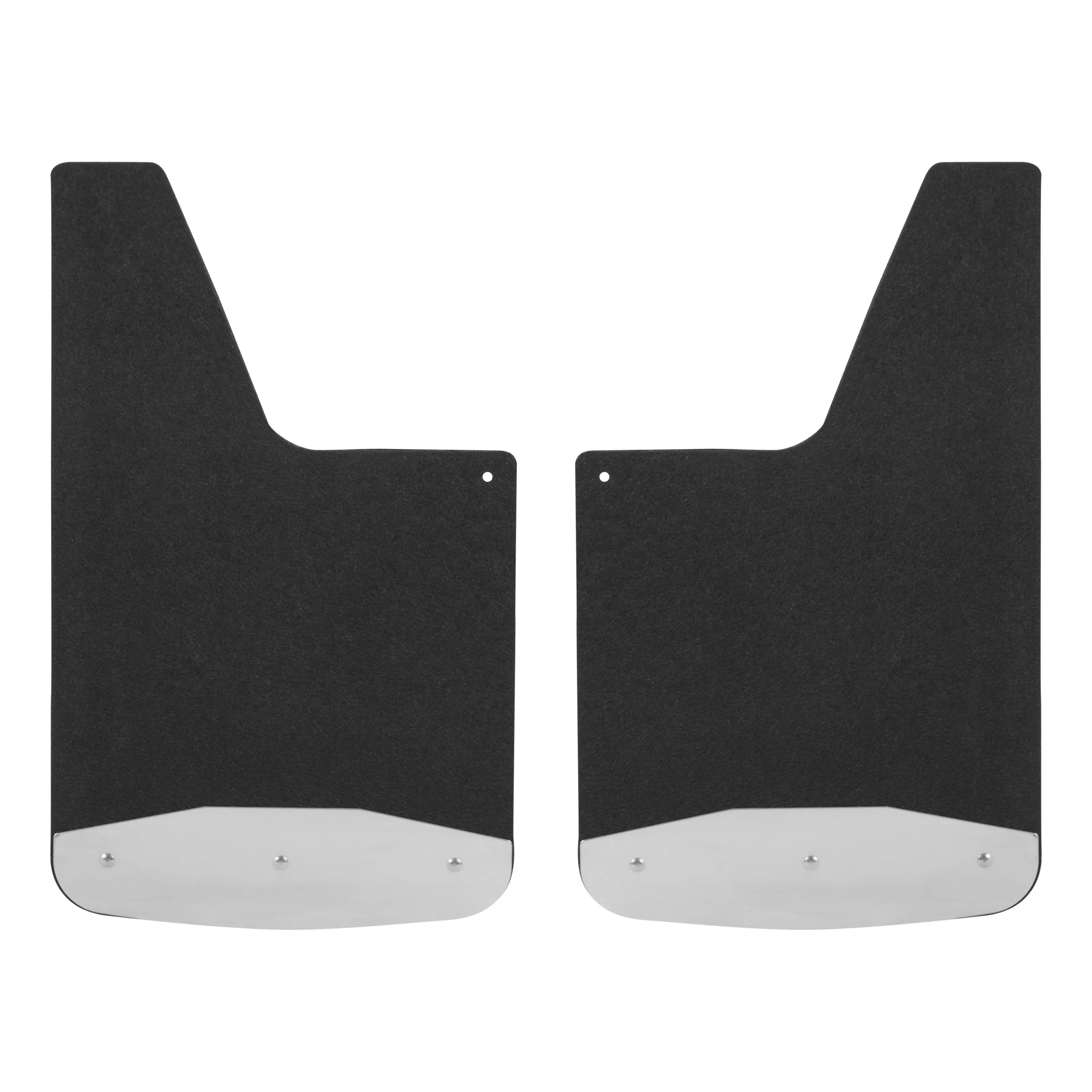 251220 - Universal Front or Rear 12-Inch x 20-Inch Textured Rubber Mud Guards with Stainless Steel Plates, 2 Flaps