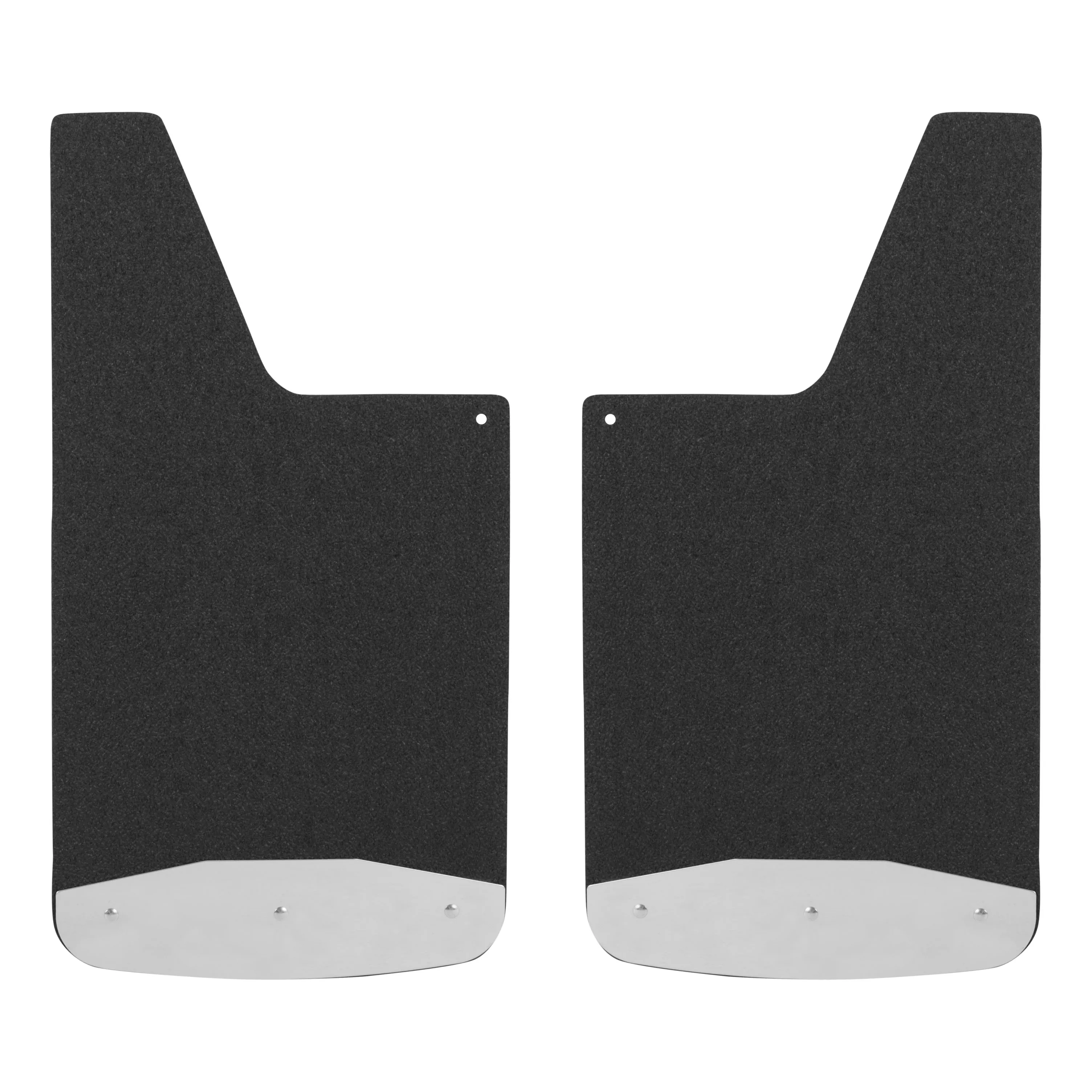 251223 - Universal Front or Rear 12-Inch x 23-Inch Textured Rubber Mud Guards with Stainless Steel Plates, 2 Flaps