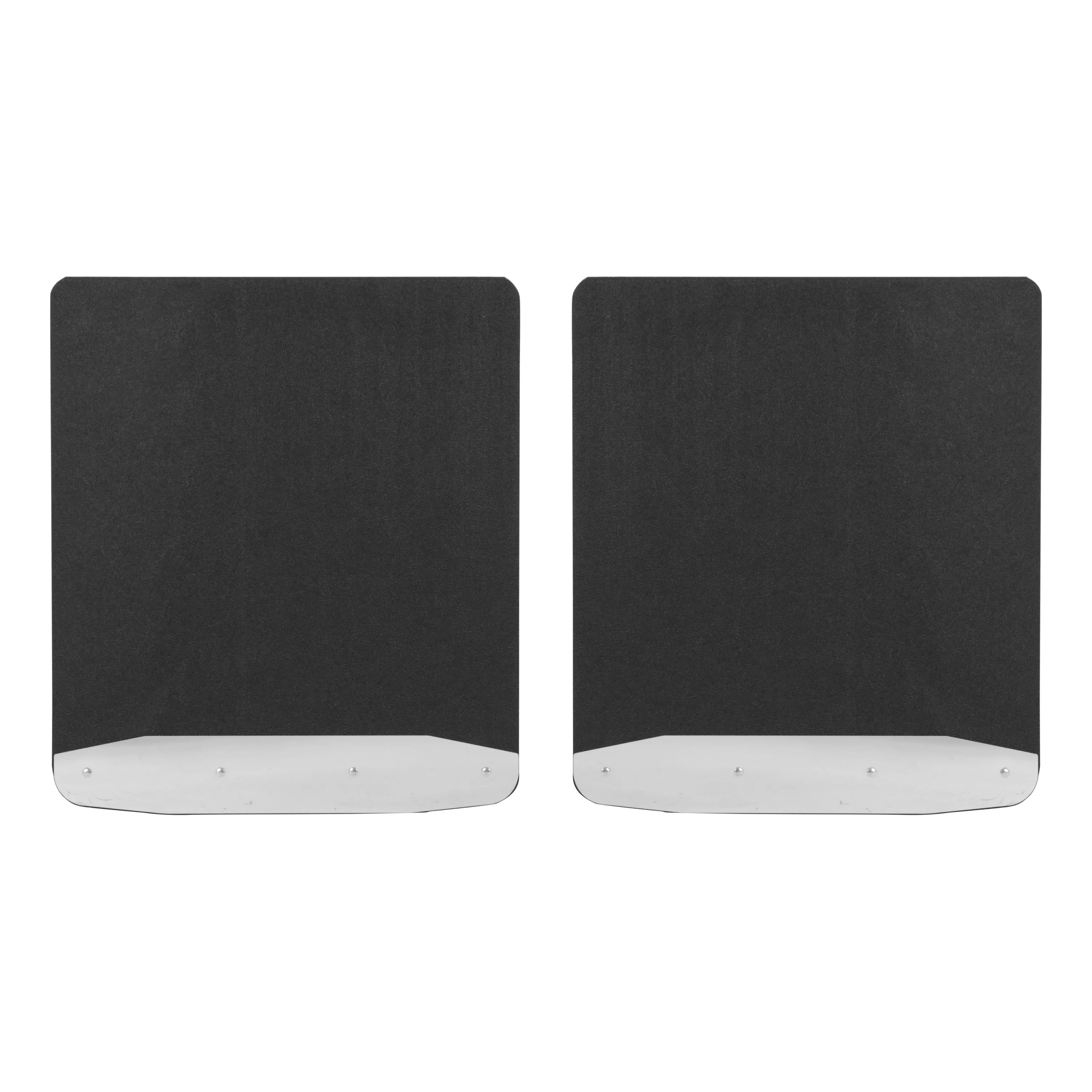 252023 - Universal Dually 20-Inch x 23-Inch Textured Rubber Mud Guards with Stainless Steel Plates, 2 Flaps