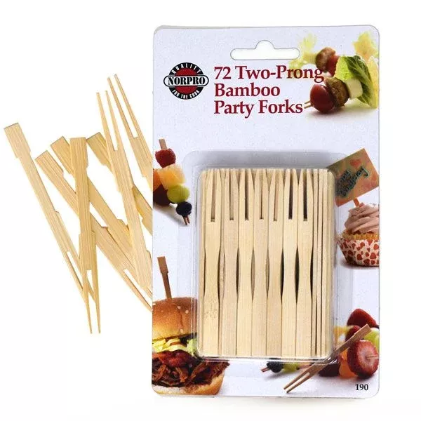 3.5" BAMBOO PARTY FORKS, 72 PCS
