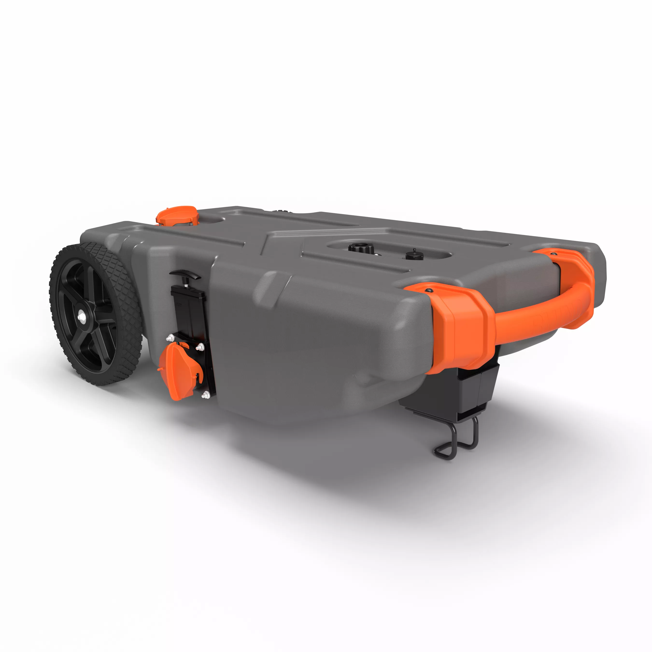 39004 - Rhino Camper/RV Portable Waste Tank – 28-Gallon – Features Large Heavy-Duty No-Flat Wheels & Built-In Gate Valve – Includes Removable Steel Tow Adapter, 3' RV Sewer Hose, & More RV Accessories