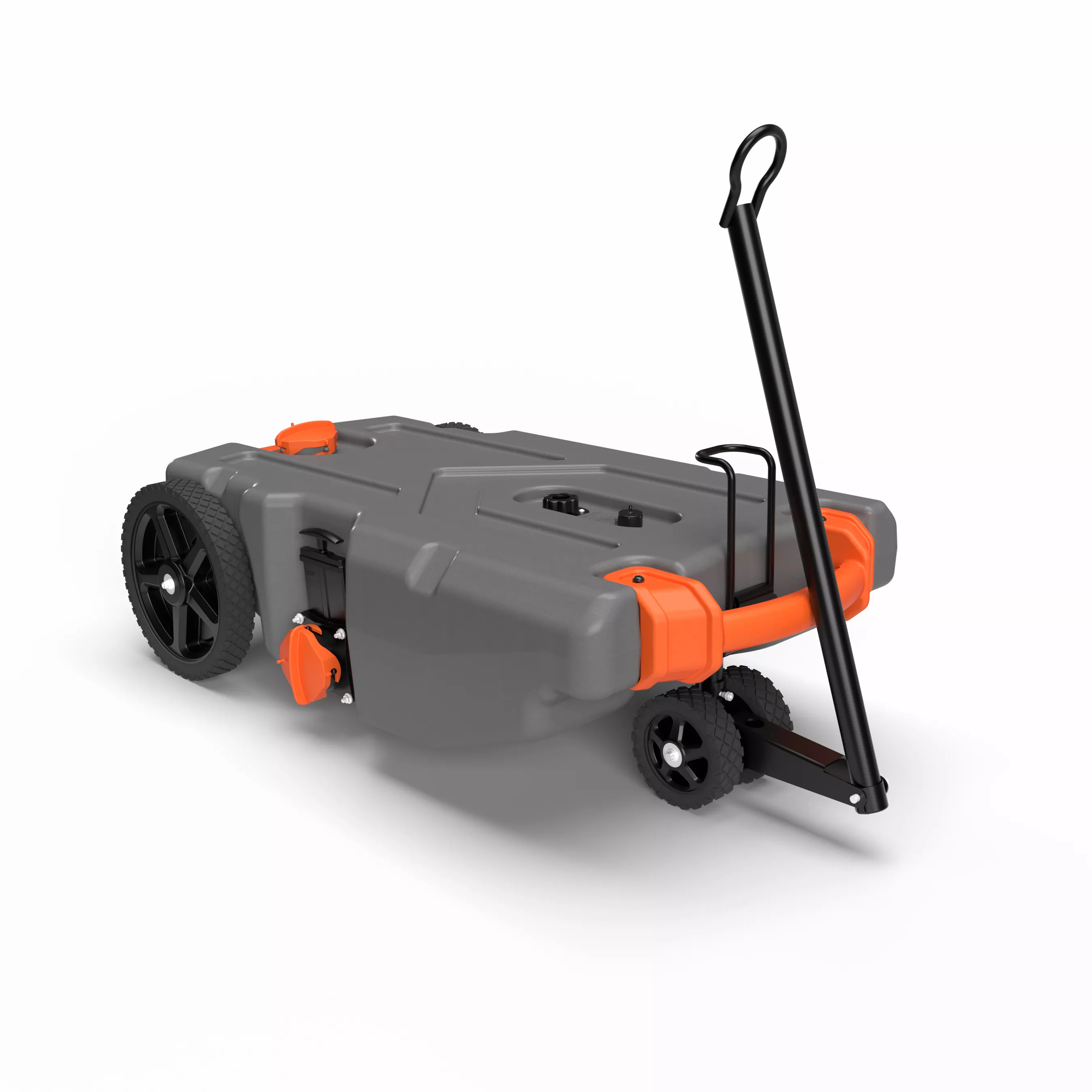39005 - Rhino Camper/RV Portable Waste Tank – 28-Gallon – Features Steerable No-Flat Front Wheels & Built-In Gate Valve – Includes Removable 24" Tow Bar, 3' RV Sewer Hose, & More RV Accessories