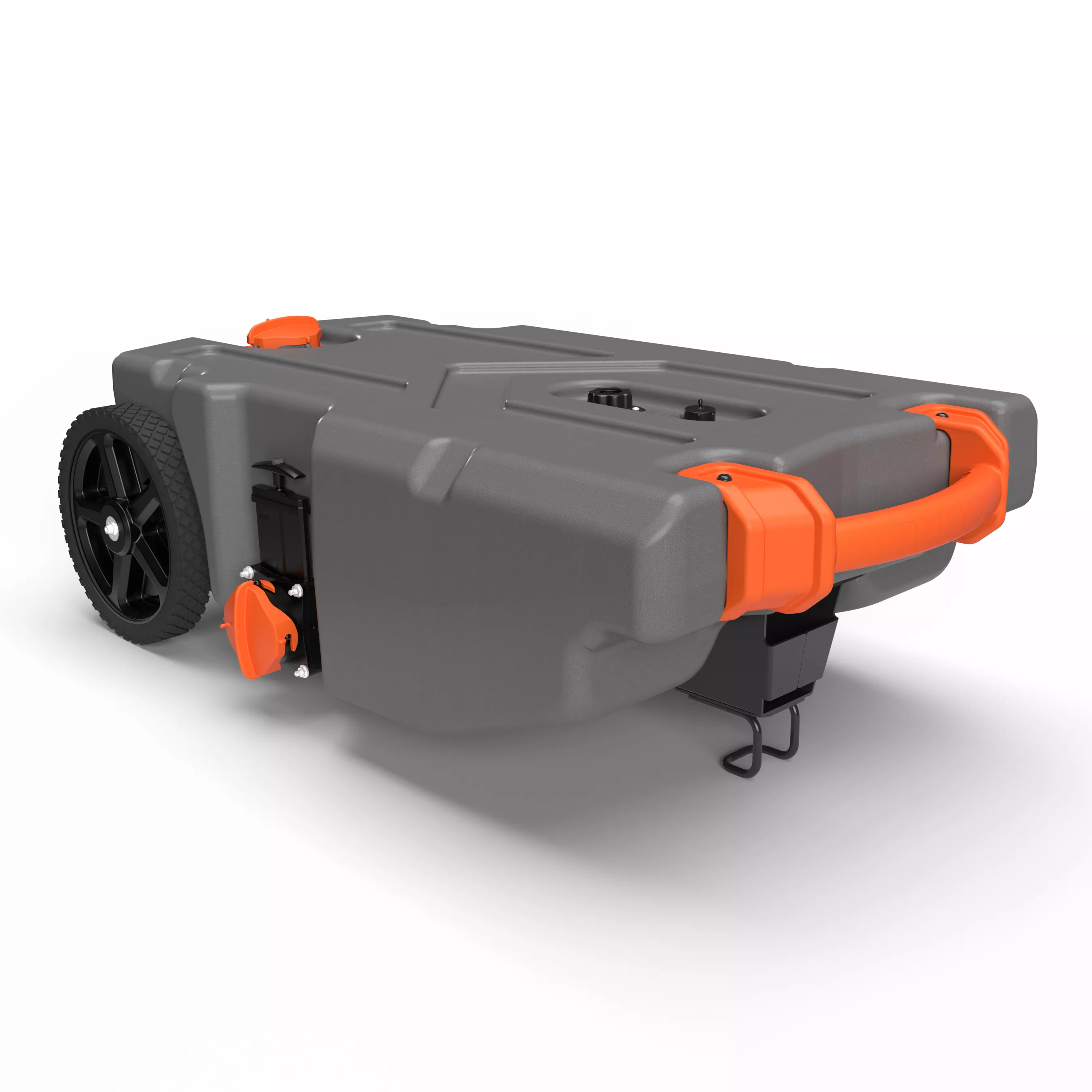 39006 - Rhino Camper/RV Portable Waste Tank – 36-Gallon – Features Large Heavy-Duty No-Flat Wheels & Built-In Gate Valve – Includes Removable Steel Tow Adapter, 3' RV Sewer Hose, & More RV Accessories
