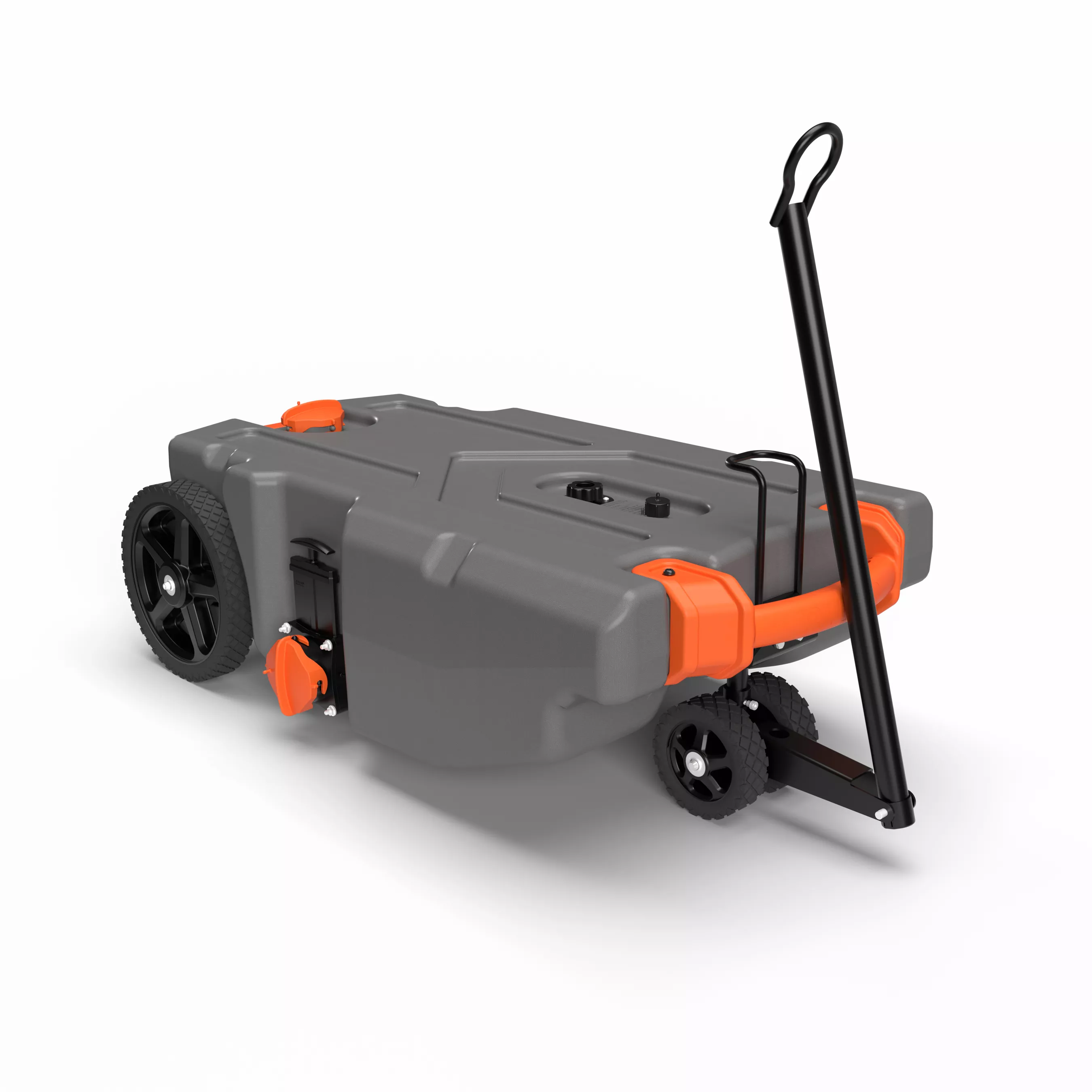 39007 - Rhino Camper/RV Portable Waste Tank – 36-Gallon – Features Steerable No-Flat Front Wheels & Built-In Gate Valve – Includes Removable 24" Tow Bar, 3' RV Sewer Hose, & More RV Accessories