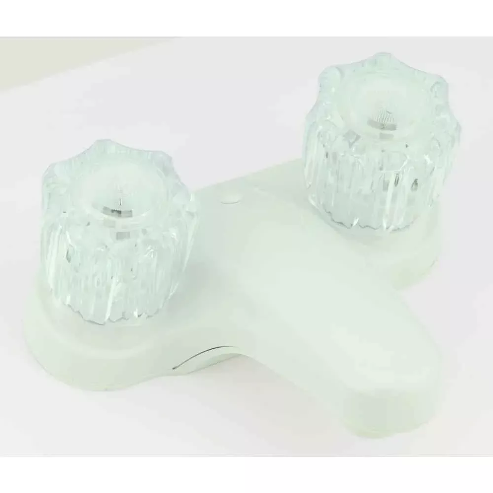 4" Lavatory Faucet w/Crystal Handles White