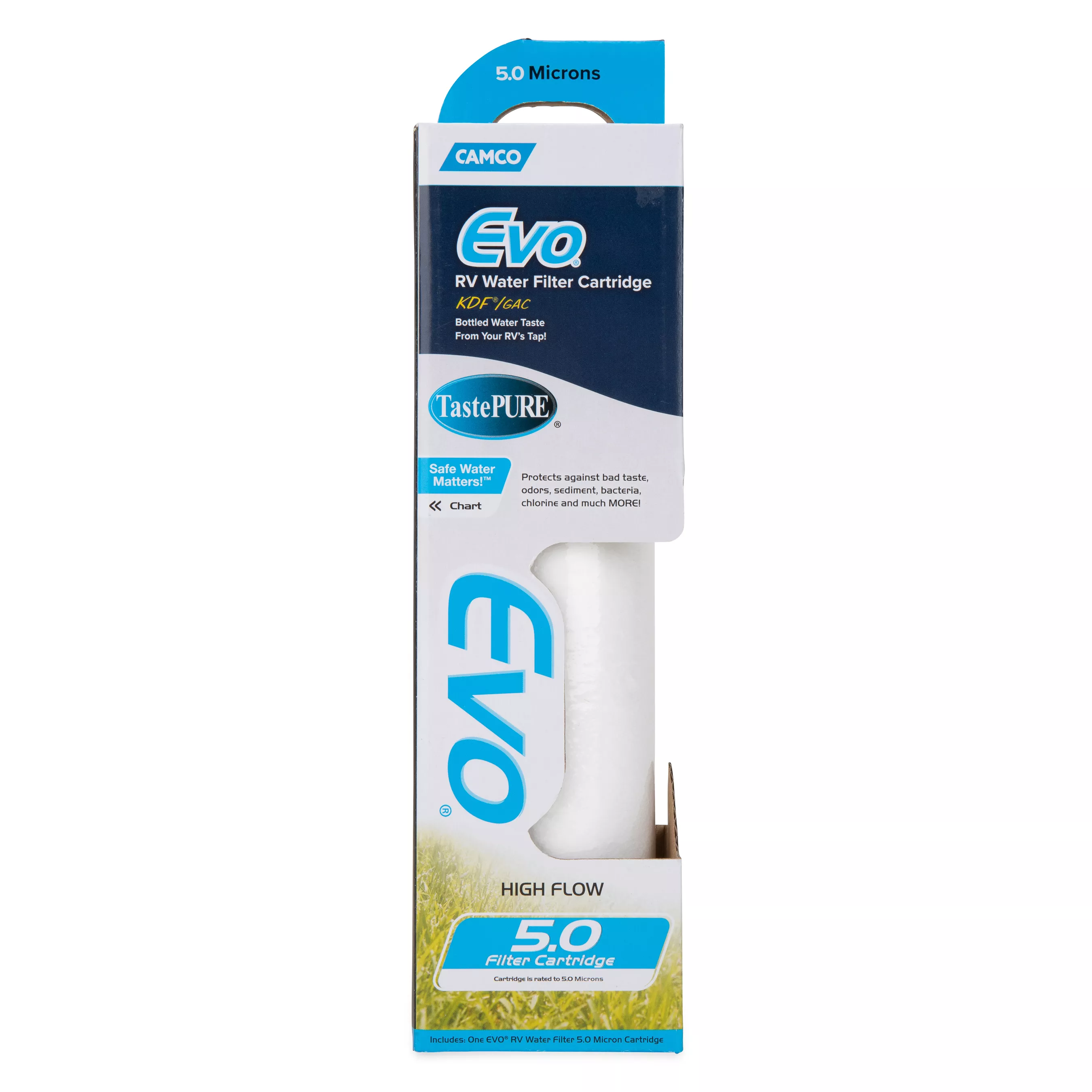 40621 - Camco Evo Premium RV Water Filter Replacement Cartridge — Enjoy Fresh, Clean, Great-Tasting Water in Your Camper with GAC and KDF Filtration