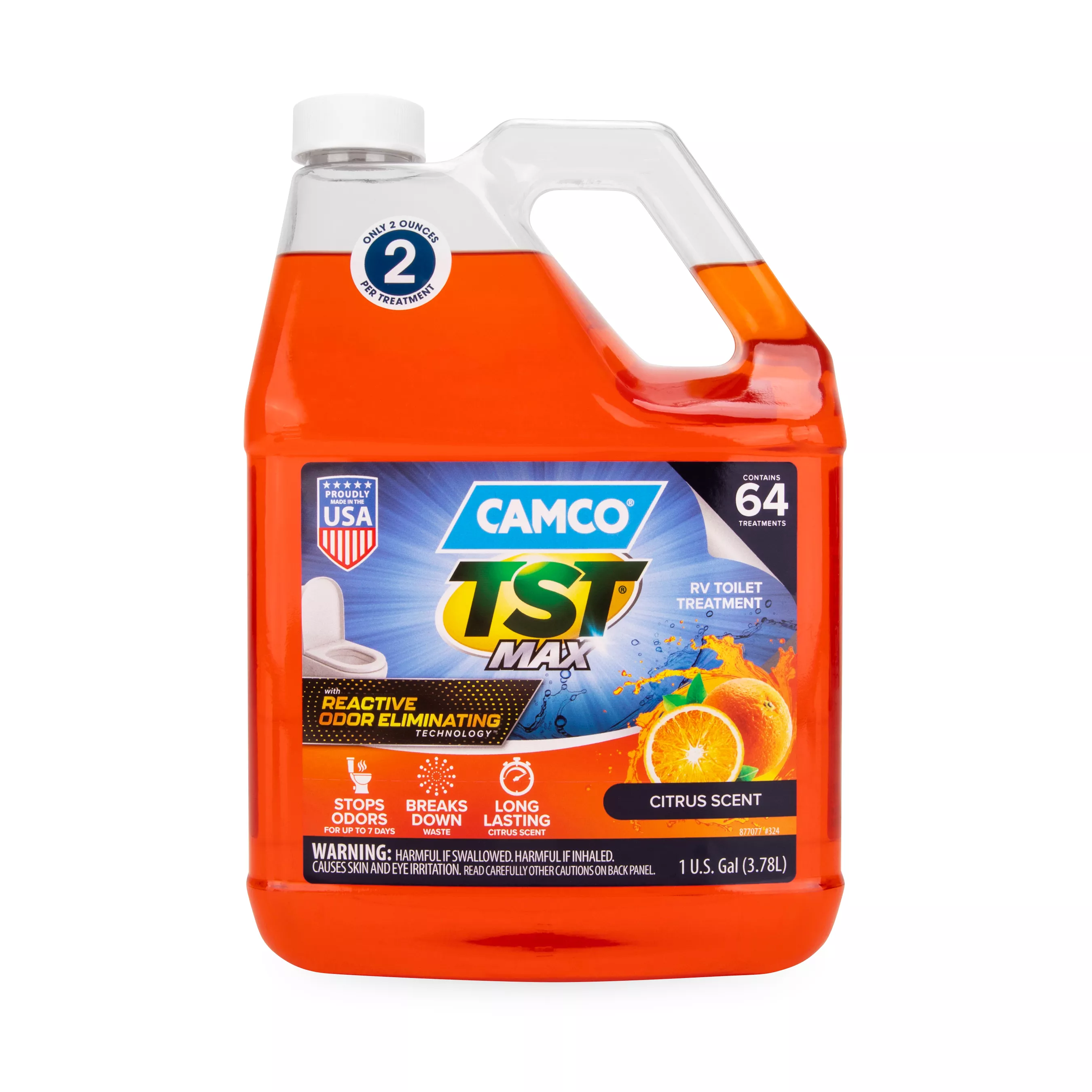41197 - TST MAX Marine/RV Toilet Treatment — Control Unwanted Odors & Break Down Waste and Tissue — Septic Tank Safe — Long-Lasting Citrus Scent — 1-Gallon