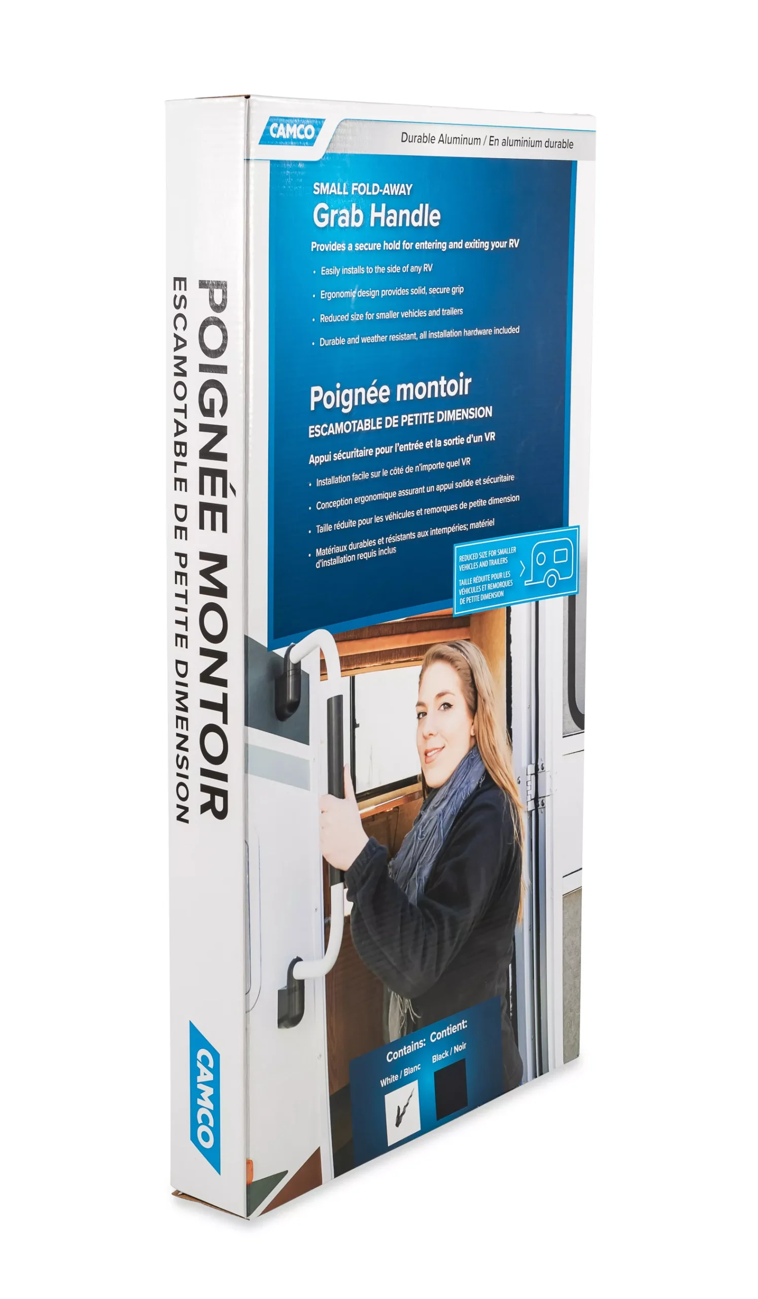 42198 - Grab Handle, Fold-Away, Short, White (Eng/Fr)