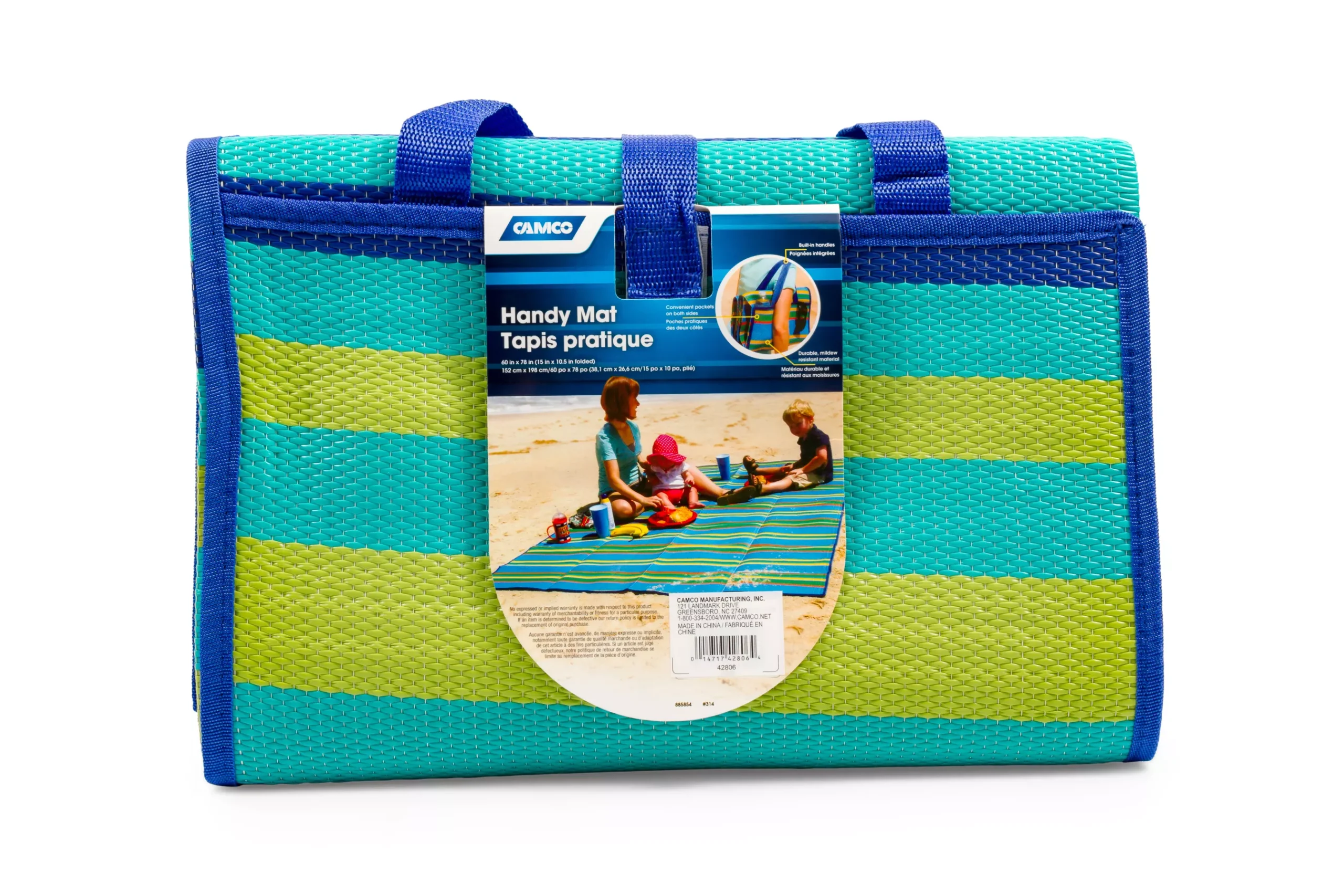 42806 - Handy Mat w/Strap, 60"x78" Blue/Turquoise/Green Sym. (E/F)