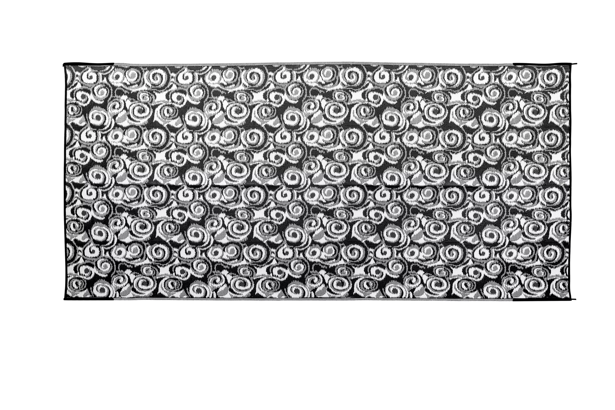 42843 - Reversible RV Awning & Outdoor Mat- 8' x 16' Swirl, Charcoal/White
