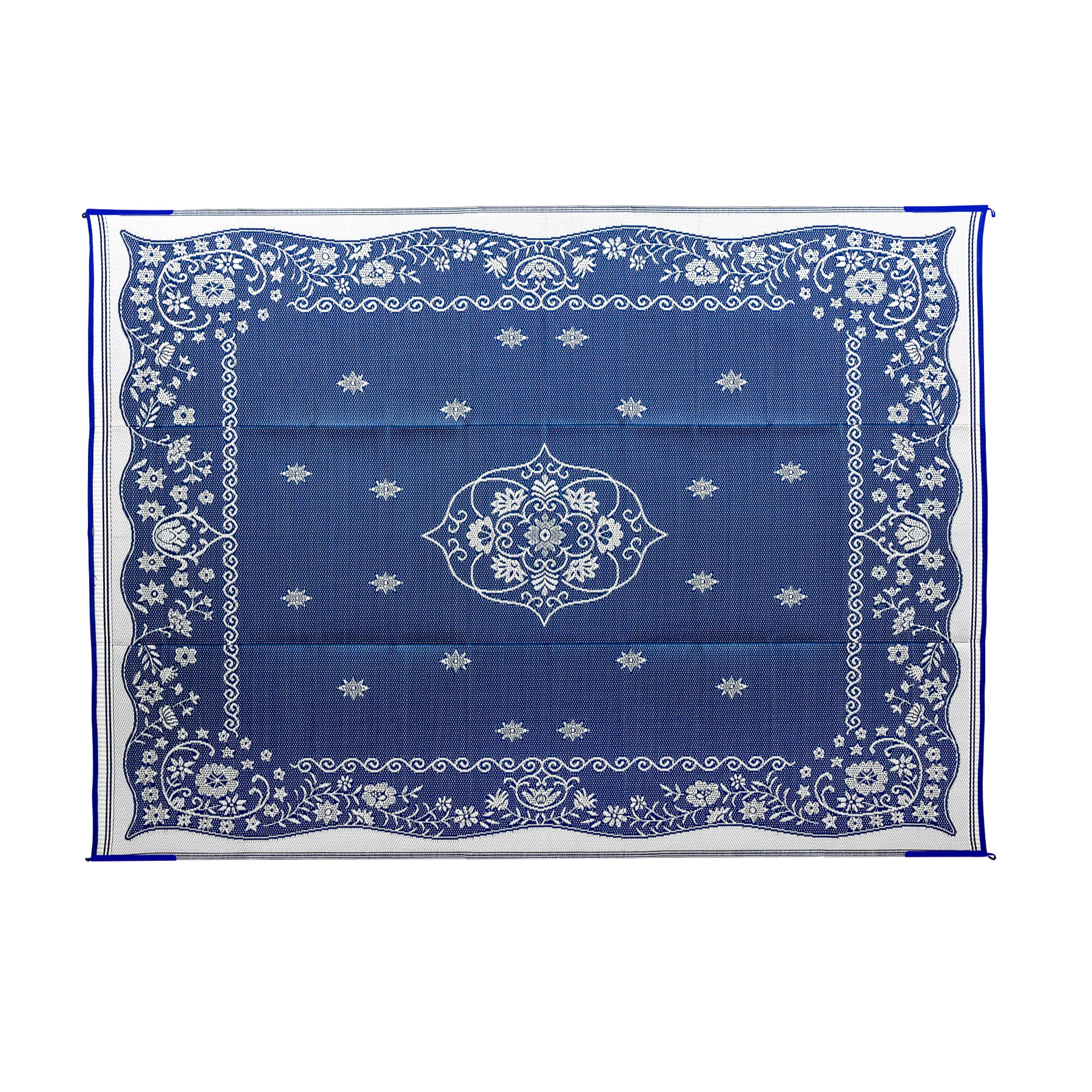 42851 - Outdoor Mat - 9' x 12' Oriental, Blue/White (E/F)