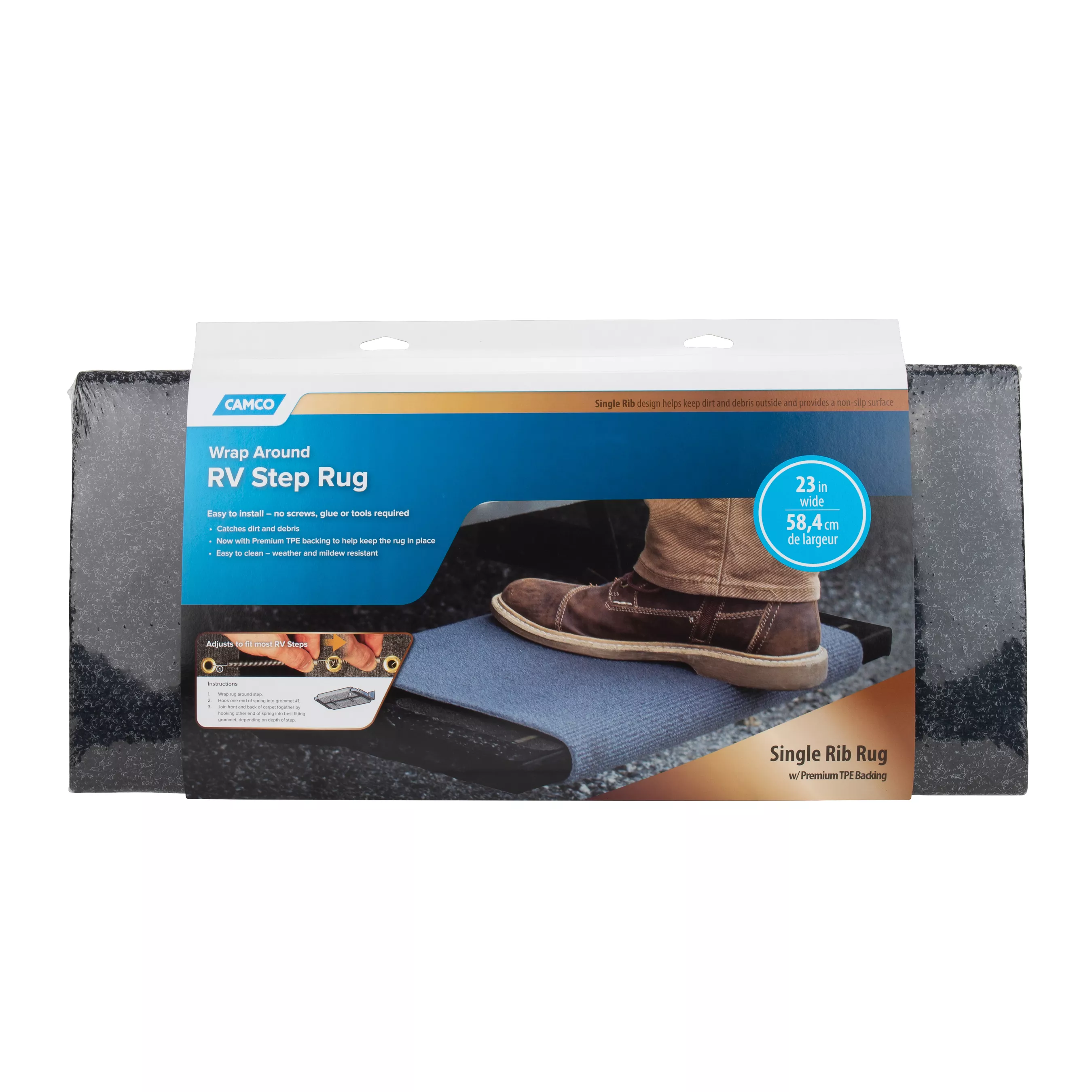42909 - Step Rug,Premium,Poly Single Rib w/UV&TPE 22"x 23"Black(E/F)