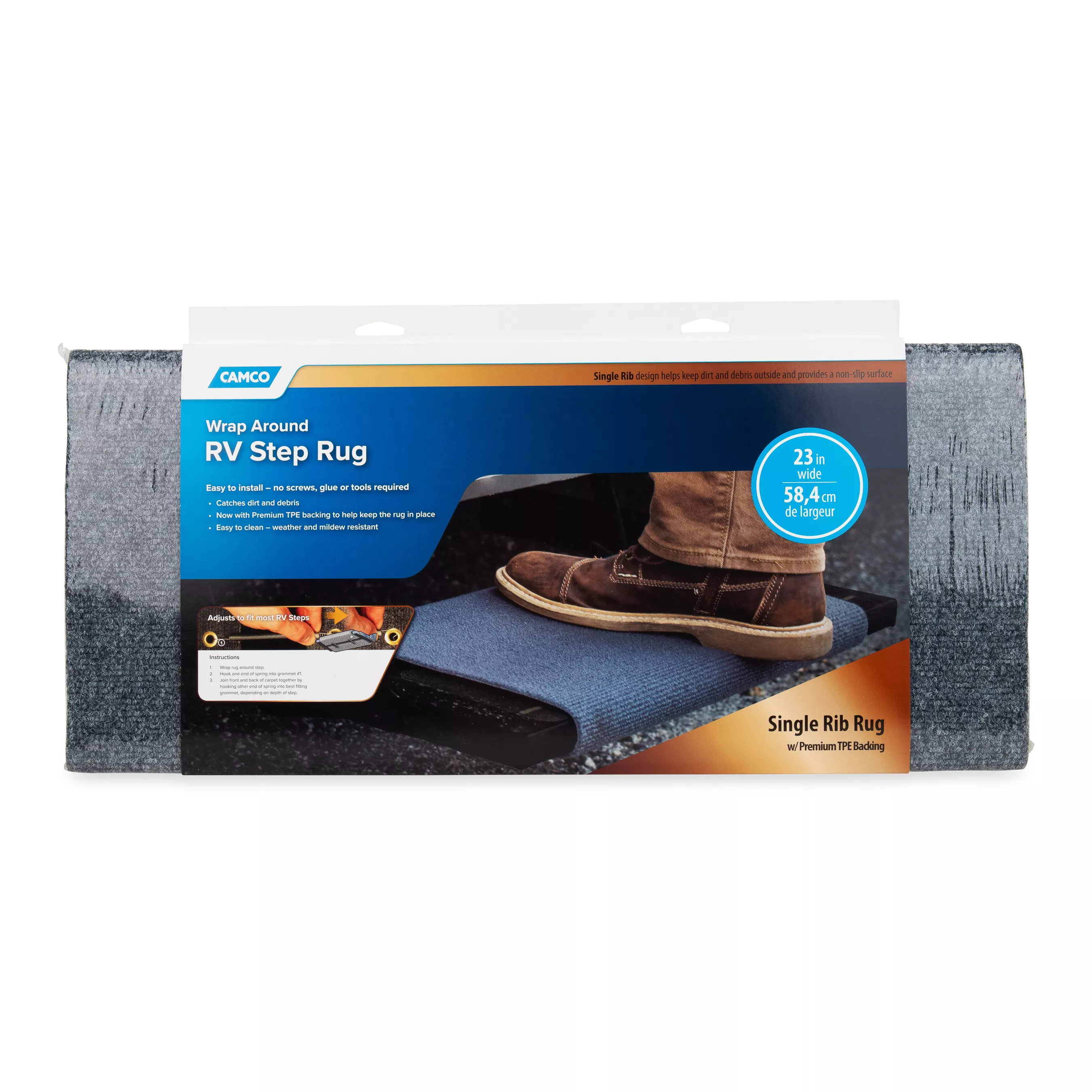 42912 - Step Rug,Premium,Poly Single Rib w/UV&TPE 22"x 23" Gray(E/F)