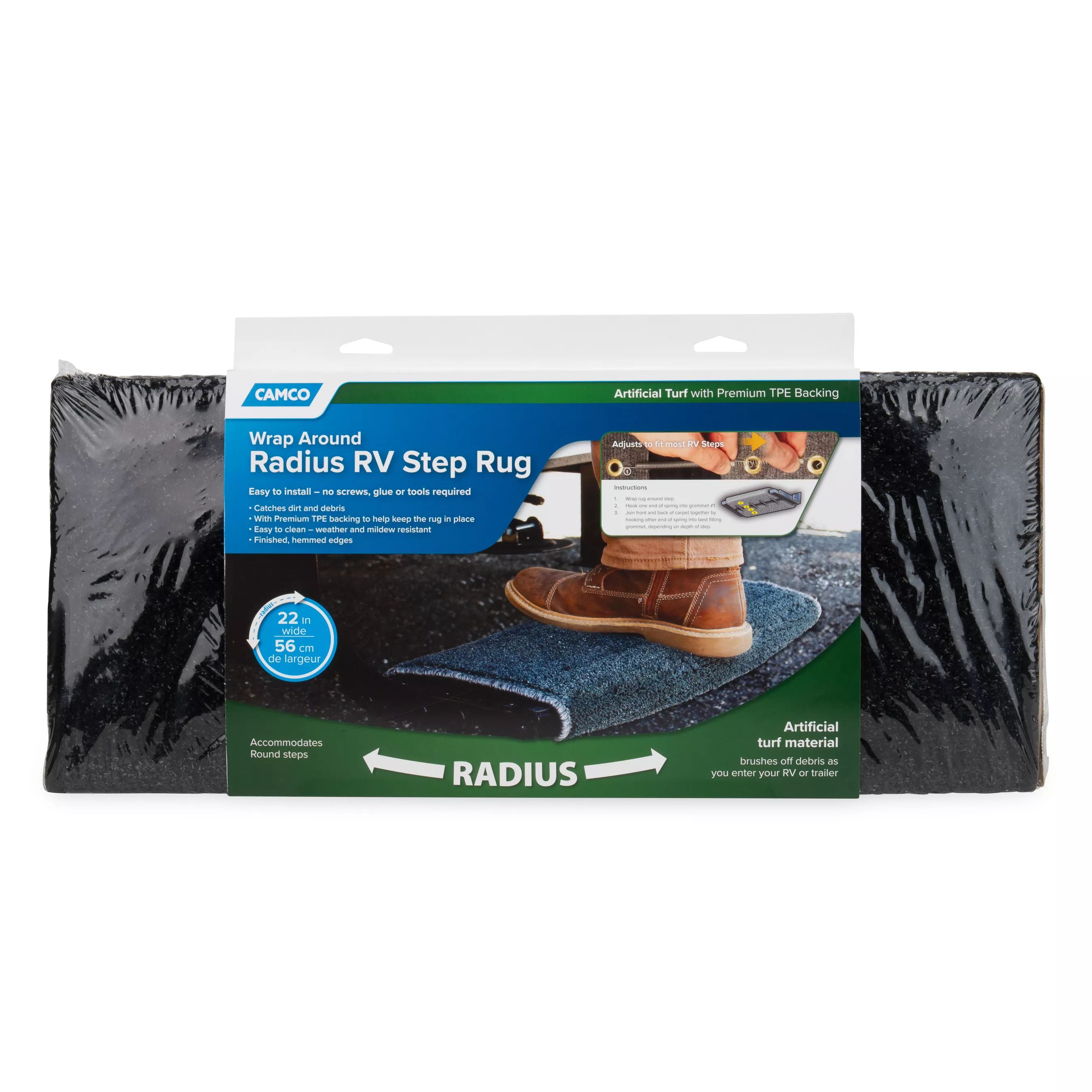42947 - Step Rug,Premium,Turf w/UV&TPE,Hemmed,Radius 22"W Black(E/F)