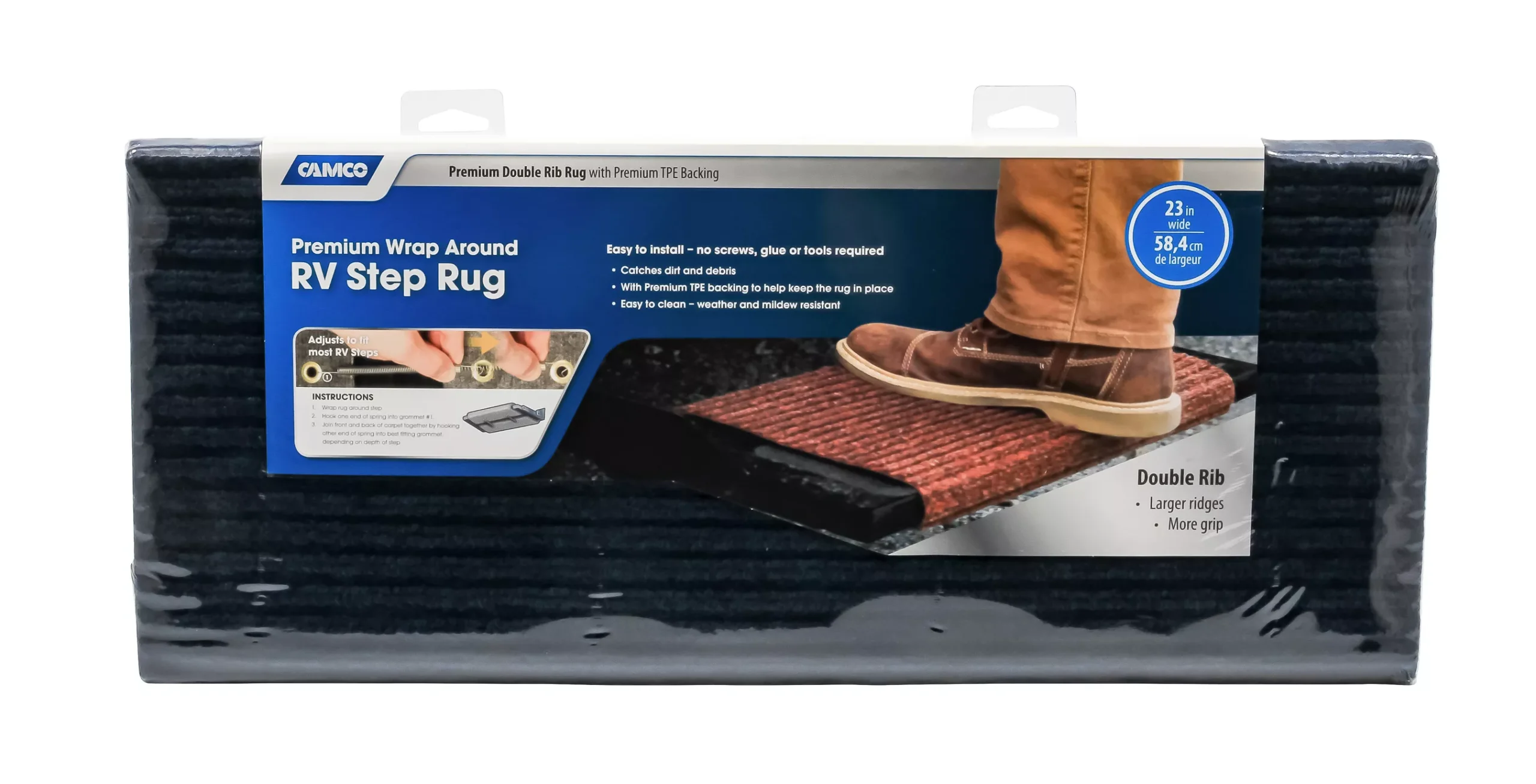 42954 - Step Rug,Premium,Poly w/UV&TPE, Dbl-Rib, 18"x23", Blue (E/F)