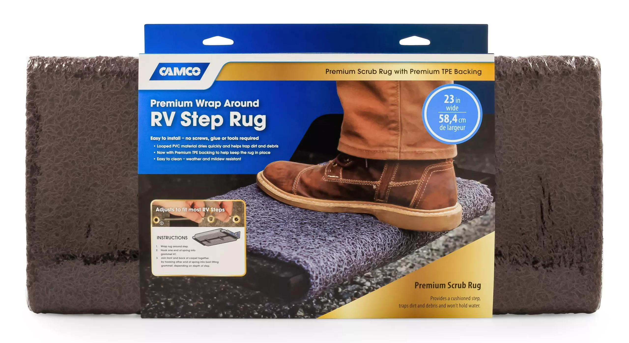 42967 - Step Rug,Premium,PVC Scrub w/UV&TPE Back 22" x23" Brown(E/F)