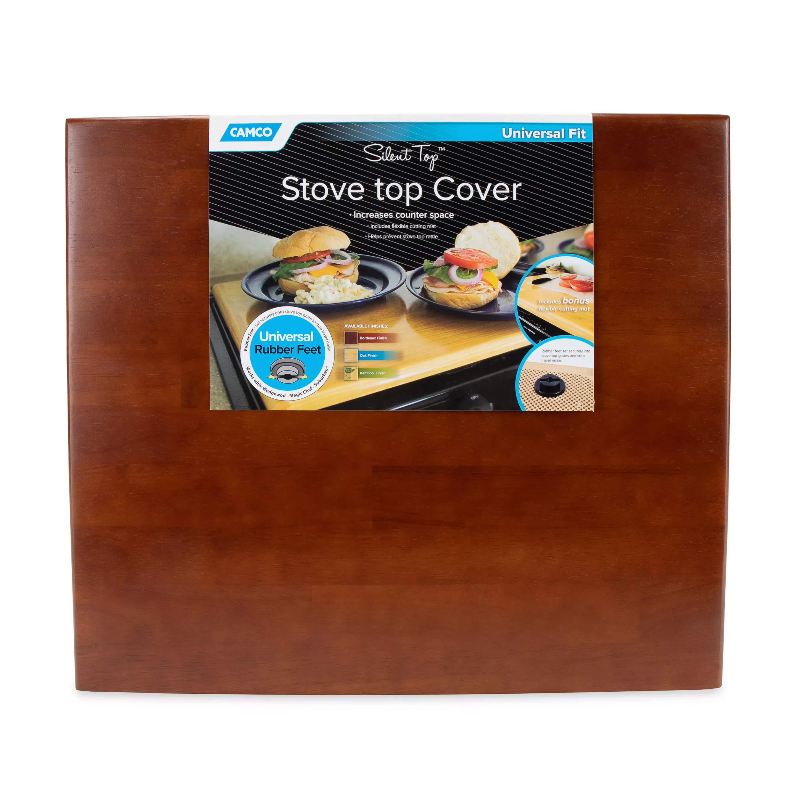 43526 - RV Silent Top Stovetop Cover, Bordeaux Finish, 19 ½-Inches x 17-Inches x ¾-Inches