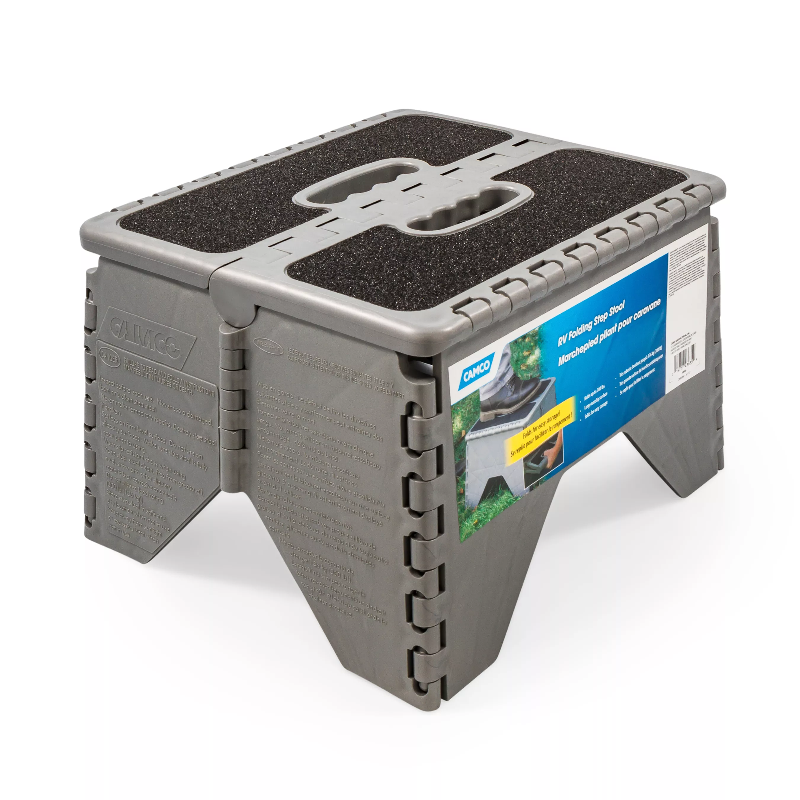 43635 - Step Stool, Plastic, Folding w/Non Skid, Silver (E/F)