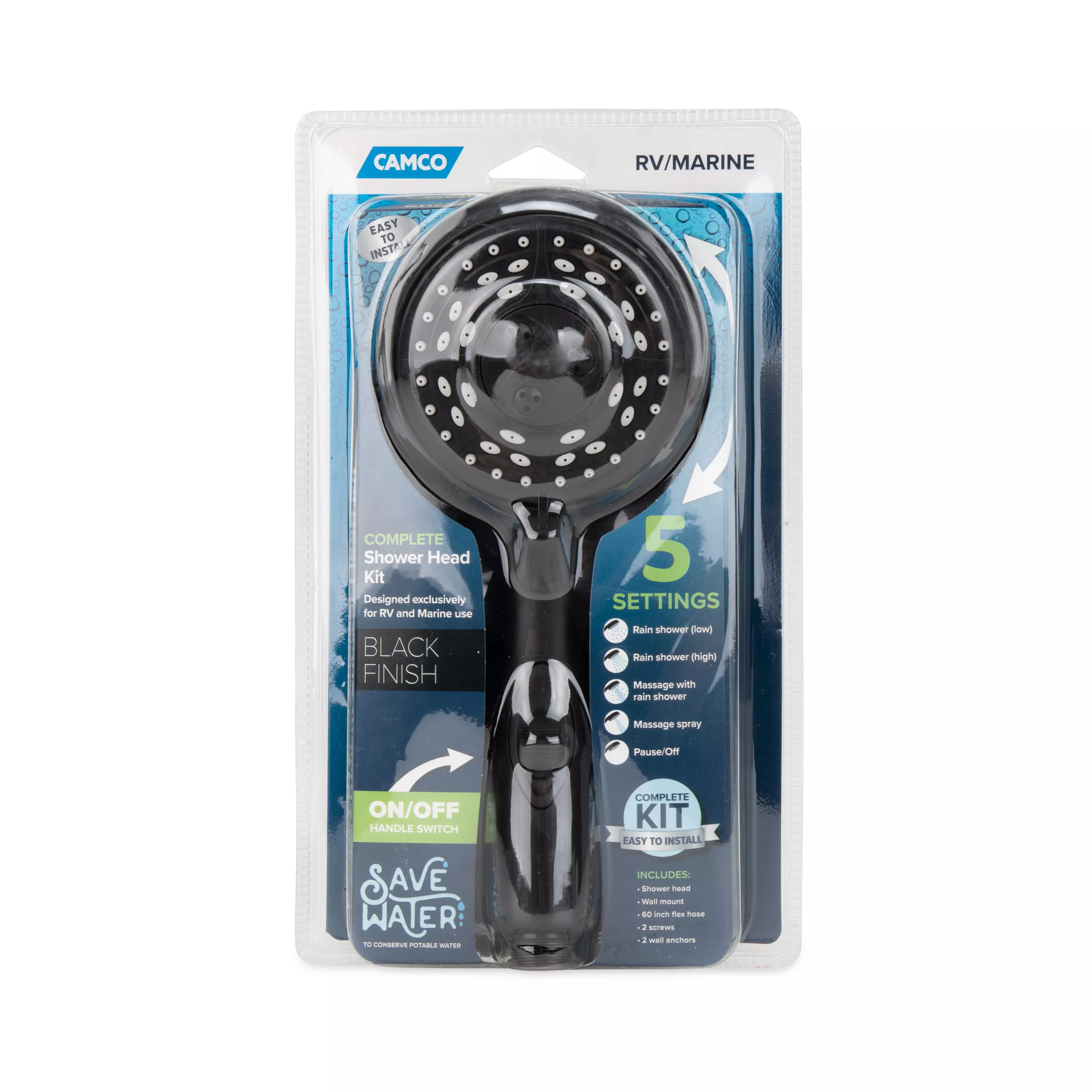 43744 - Complete RV/Marine Shower Head Kit, Black