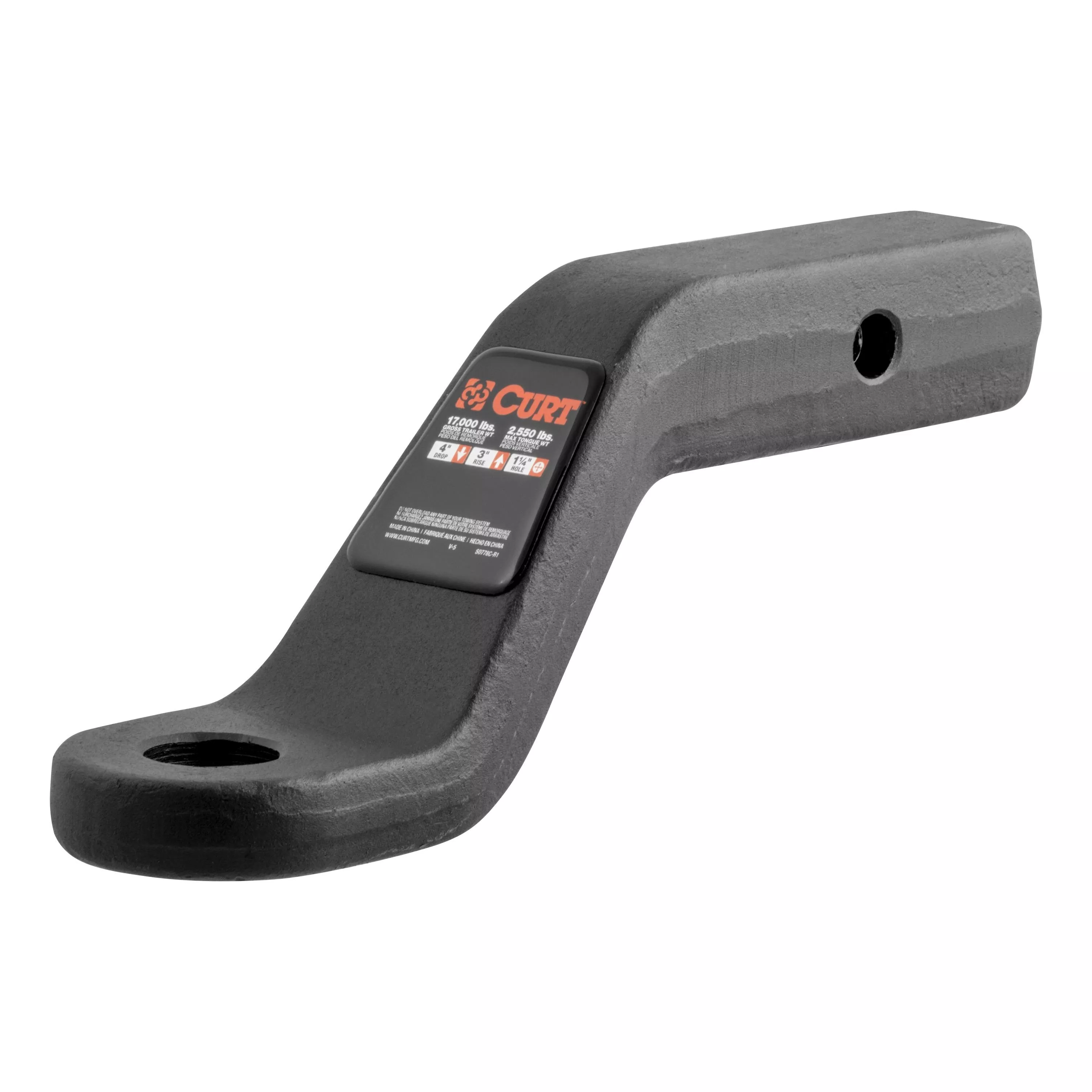 45341 - Forged Trailer Hitch Ball Mount, Fits 2-Inch Receiver, 17,000 lbs, 1-1/4-Inch Hole, 4-Inch Drop, 3-Inch Rise