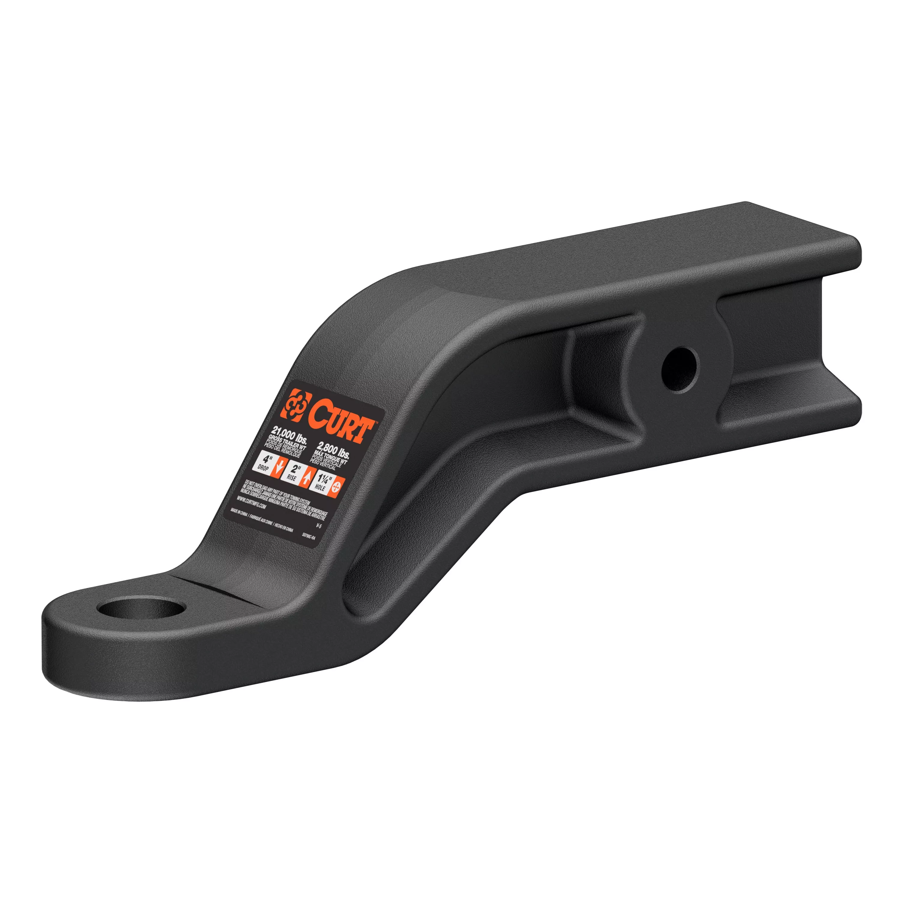 45430 - Industrial Duty Forged Trailer Hitch Ball Mount, Fits 3-Inch Receiver, 21,000 lbs, 1-1/4-Inch Hole, 4-Inch Drop, 2-Inch Rise