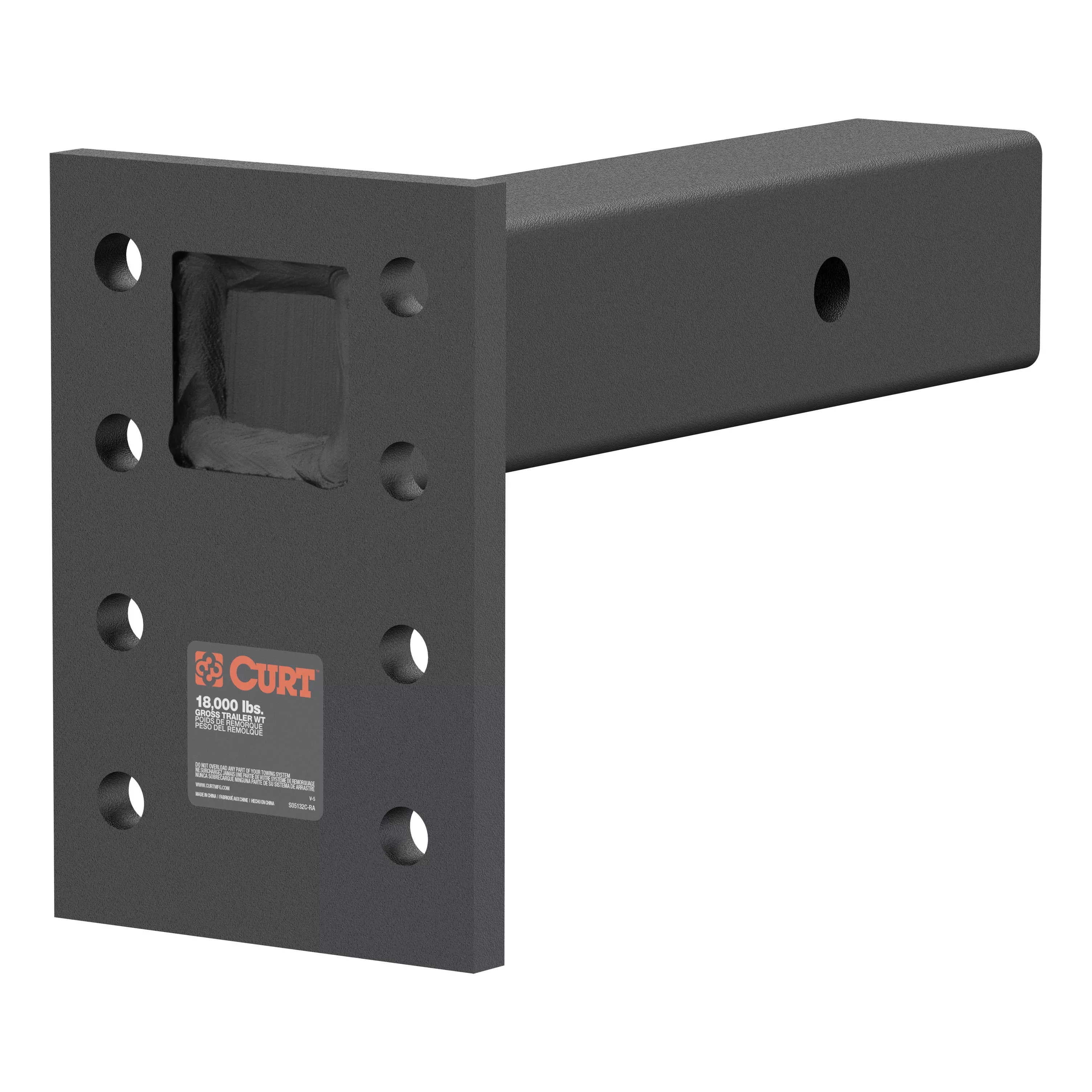 48329 - Adjustable Pintle Mount for 2-1/2-Inch Hitch Receiver, 18,000 lbs, 6-1/2-Inch Drop, 8-Inch Length