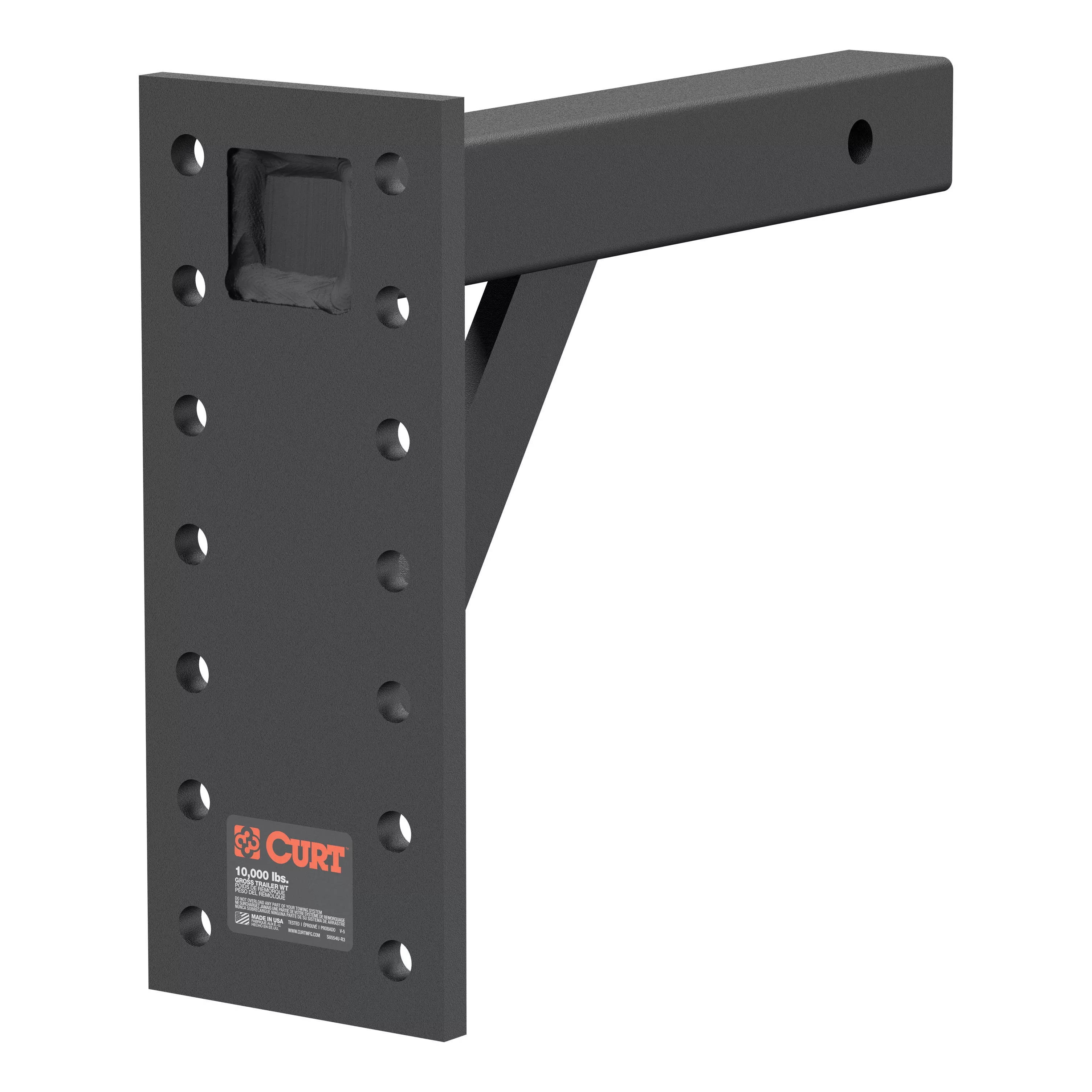 48342 - Adjustable Pintle Mount for 2-Inch Hitch Receiver, 10,000 lbs, 11-1/2-Inch Drop, 12-Inch Length