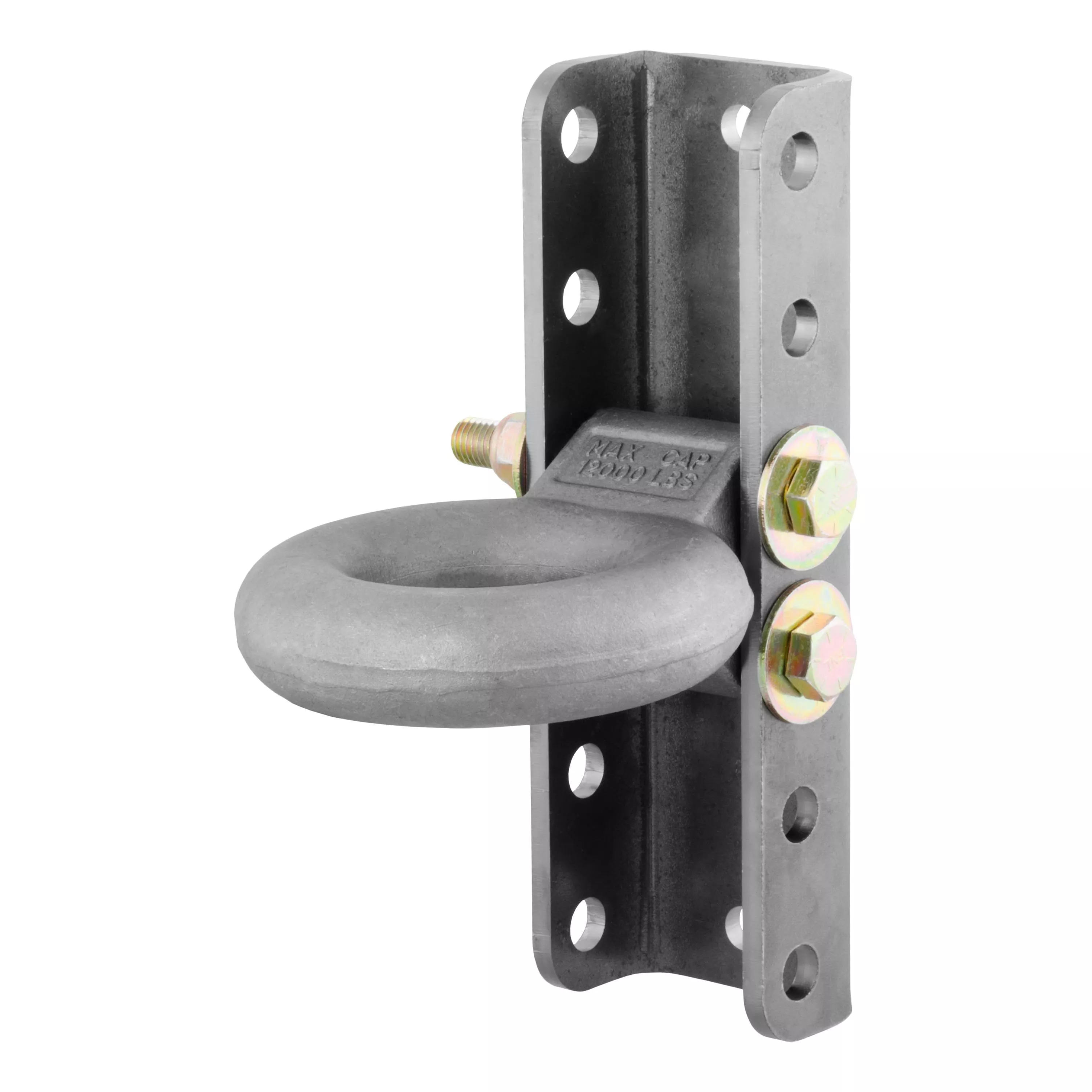 48640 - Raw Steel Adjustable Pintle Hitch Lunette Ring 3-In ID, 12,000 lbs, 11-3/4-Inch Channel Height