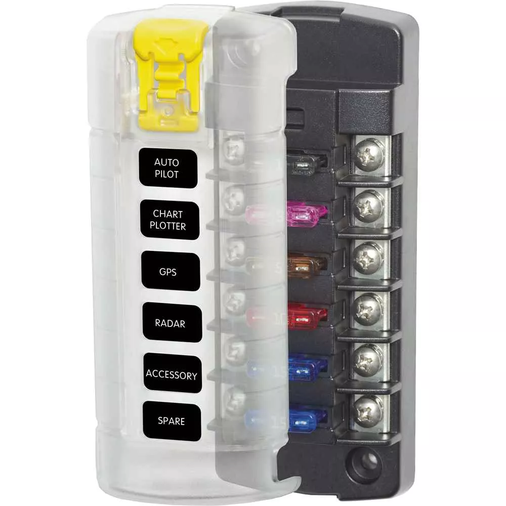5035 ST Blade Fuse Block w/Cover – 6 Circuit Independent w/o Negative Bus