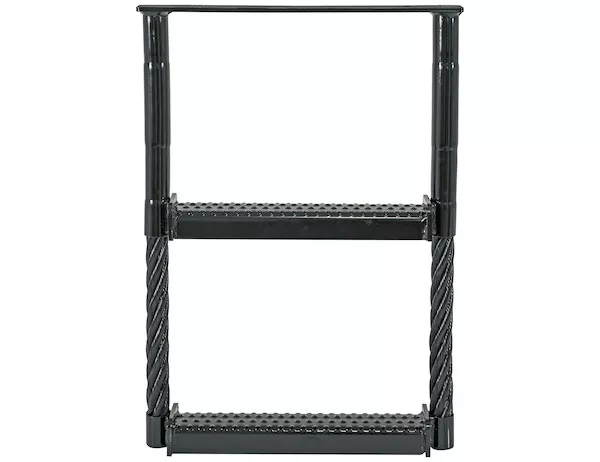 5232417 - Black Powder Coated 2-Rung Cable Type Truck Step - 24 x 17.5 x 1.38 Inch Deep